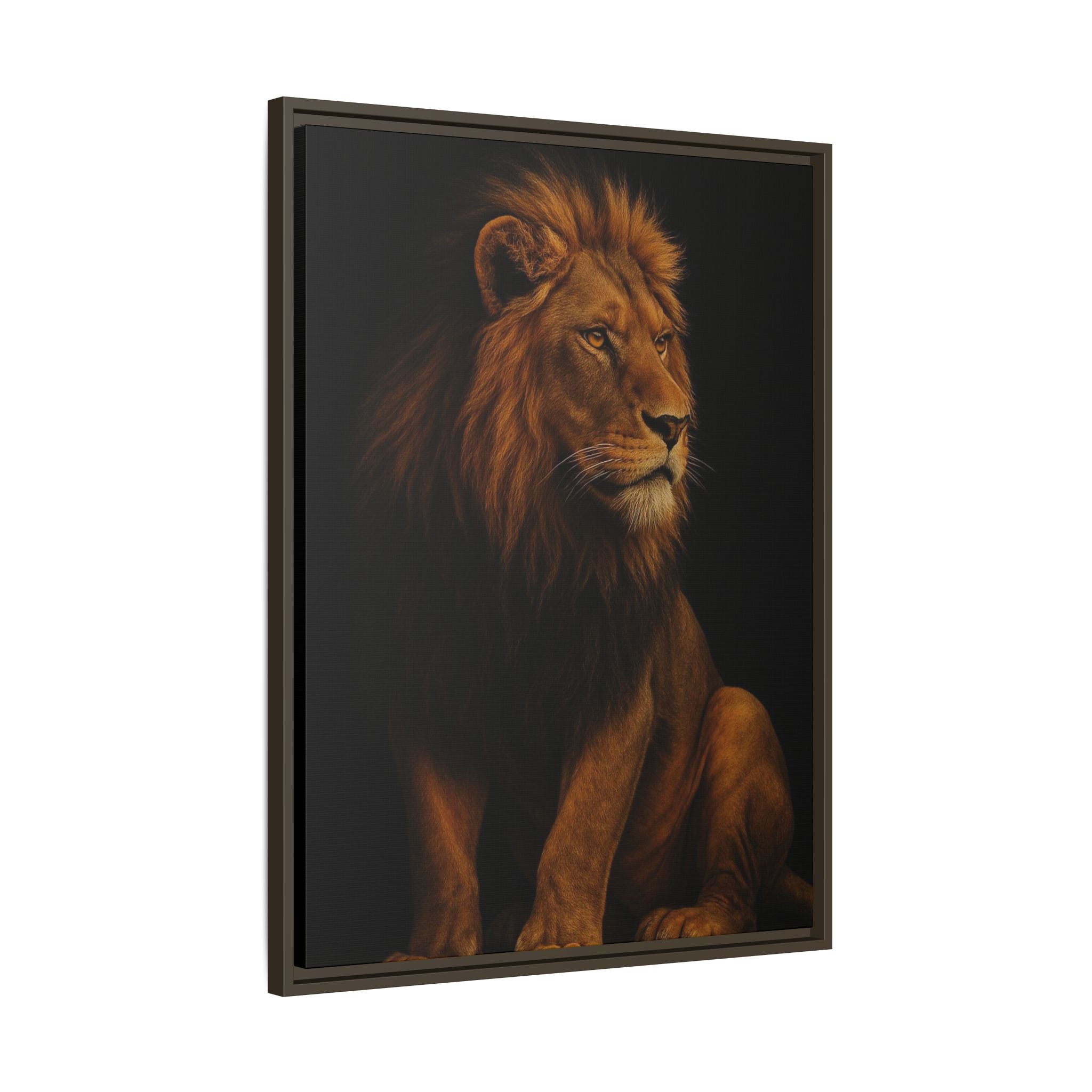 Majestic Lion Framed Canvas Wall Art — Matte Multi-Color
