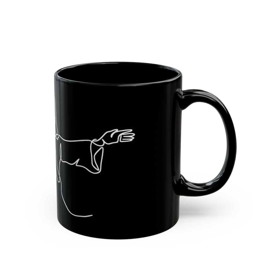 Jesus Line Art Black Ceramic Mug (11oz/15oz) — Minimal Christian Coffee Cup