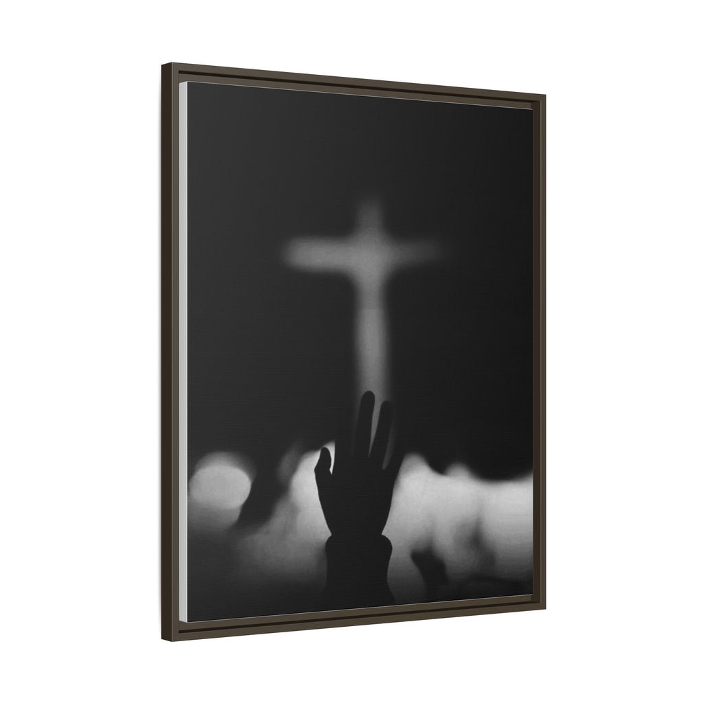 Framed Matte Canvas - Worship Silhouette Cross Wall Art