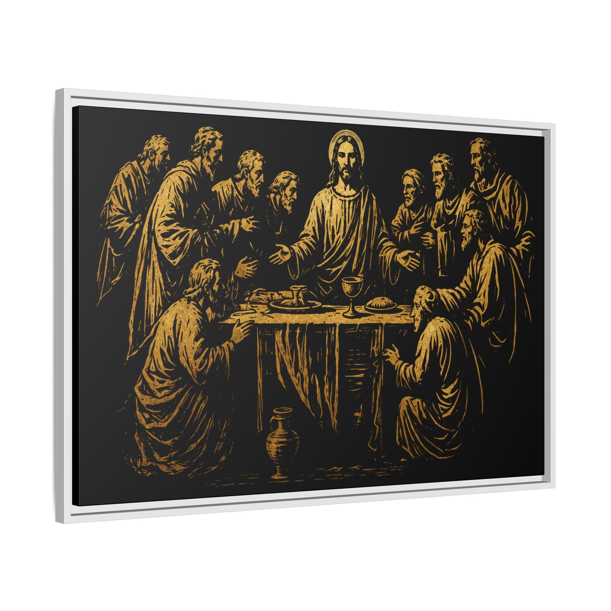 Framed Matte Canvas - The Last Supper Gold Illustration