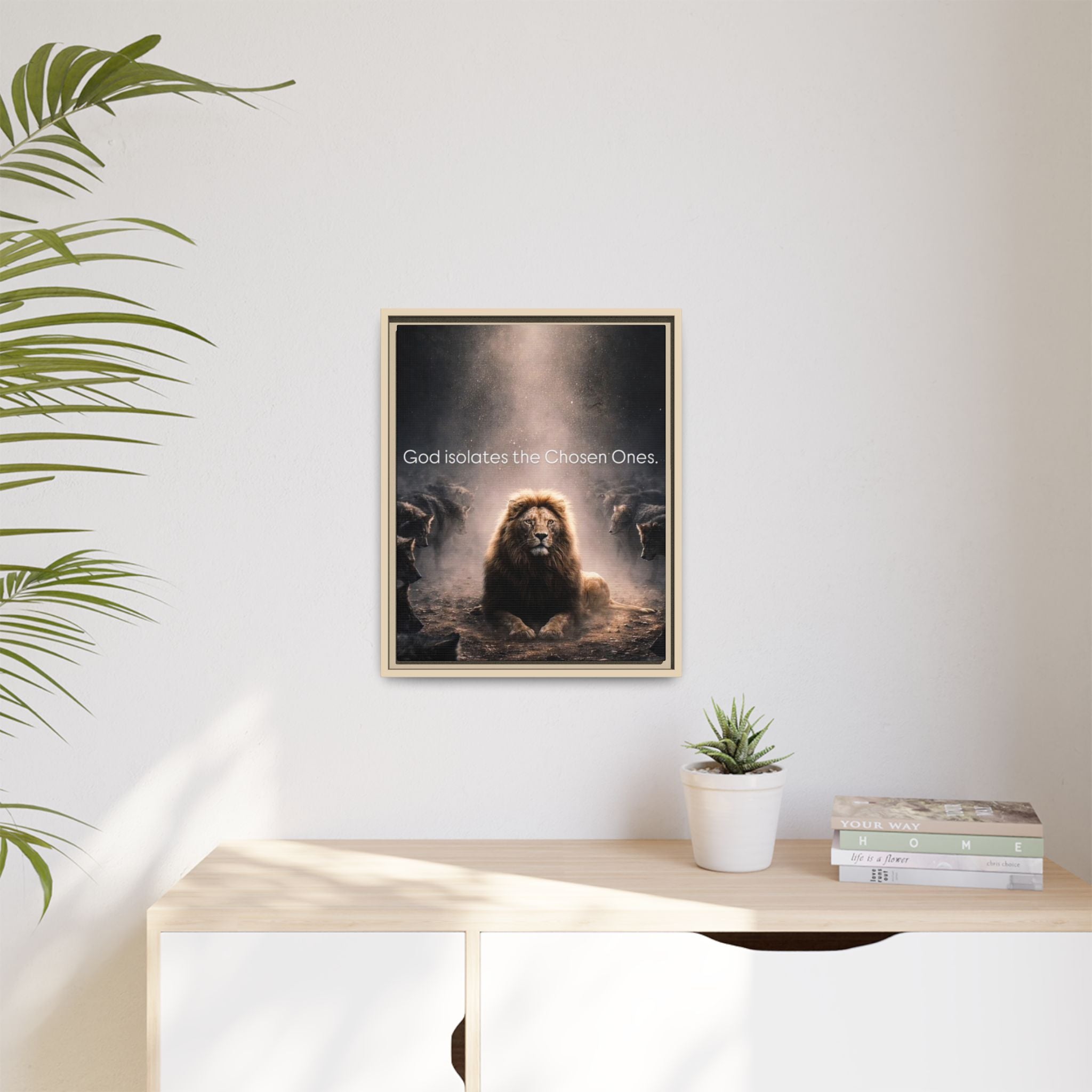 Lion Wall Art - "God Isolate The Chosen Ones" Matte Canvas Framed