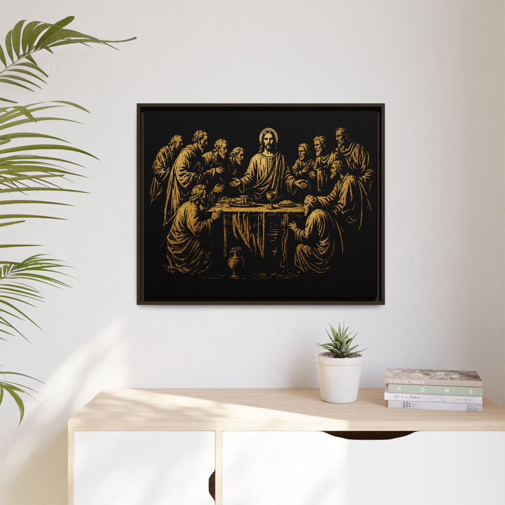 Framed Matte Canvas - The Last Supper Gold Illustration