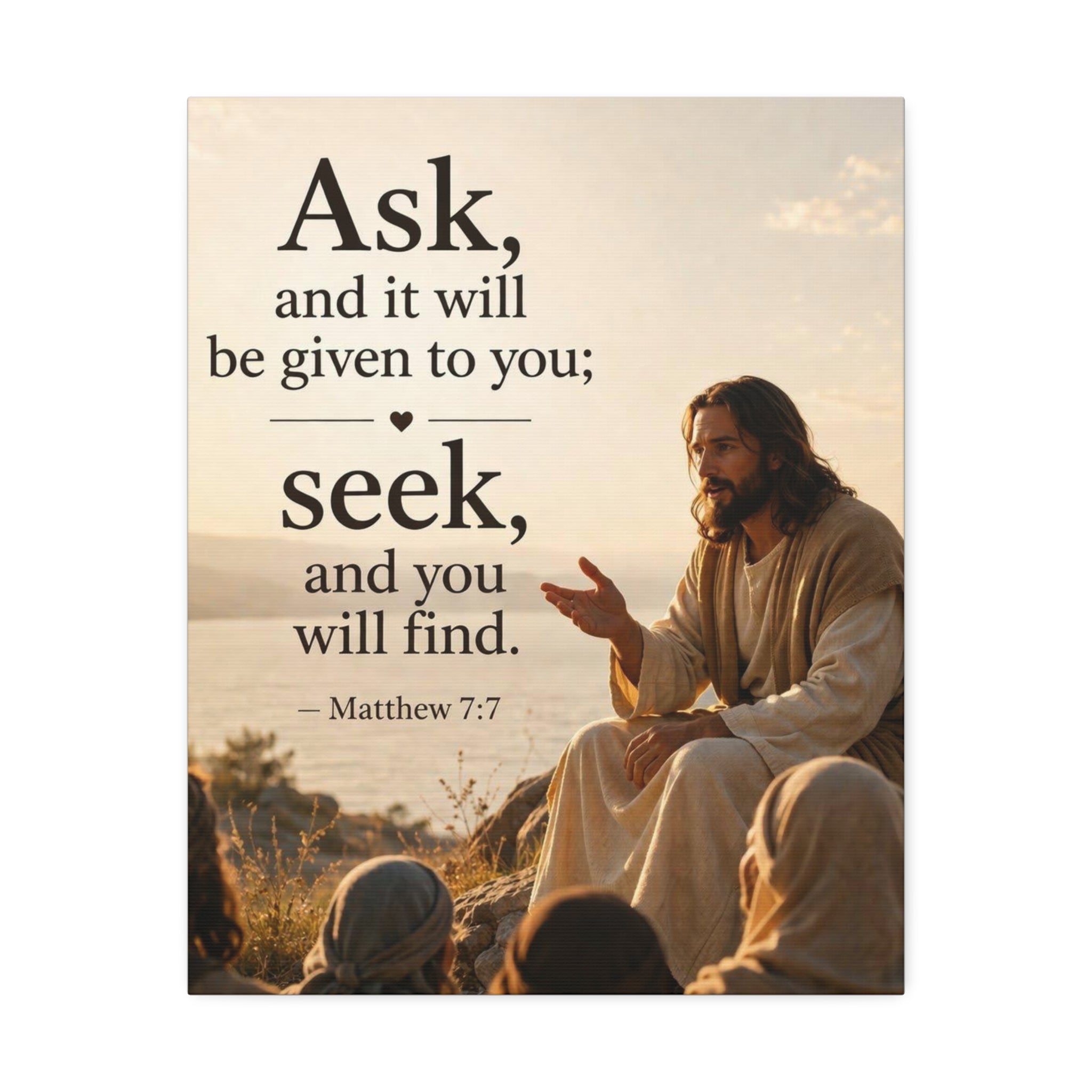 Canvas: "Ask and it will be given to you; seek, and you will find." (Matthew 7:7) — Inspirational Christian Wall Art