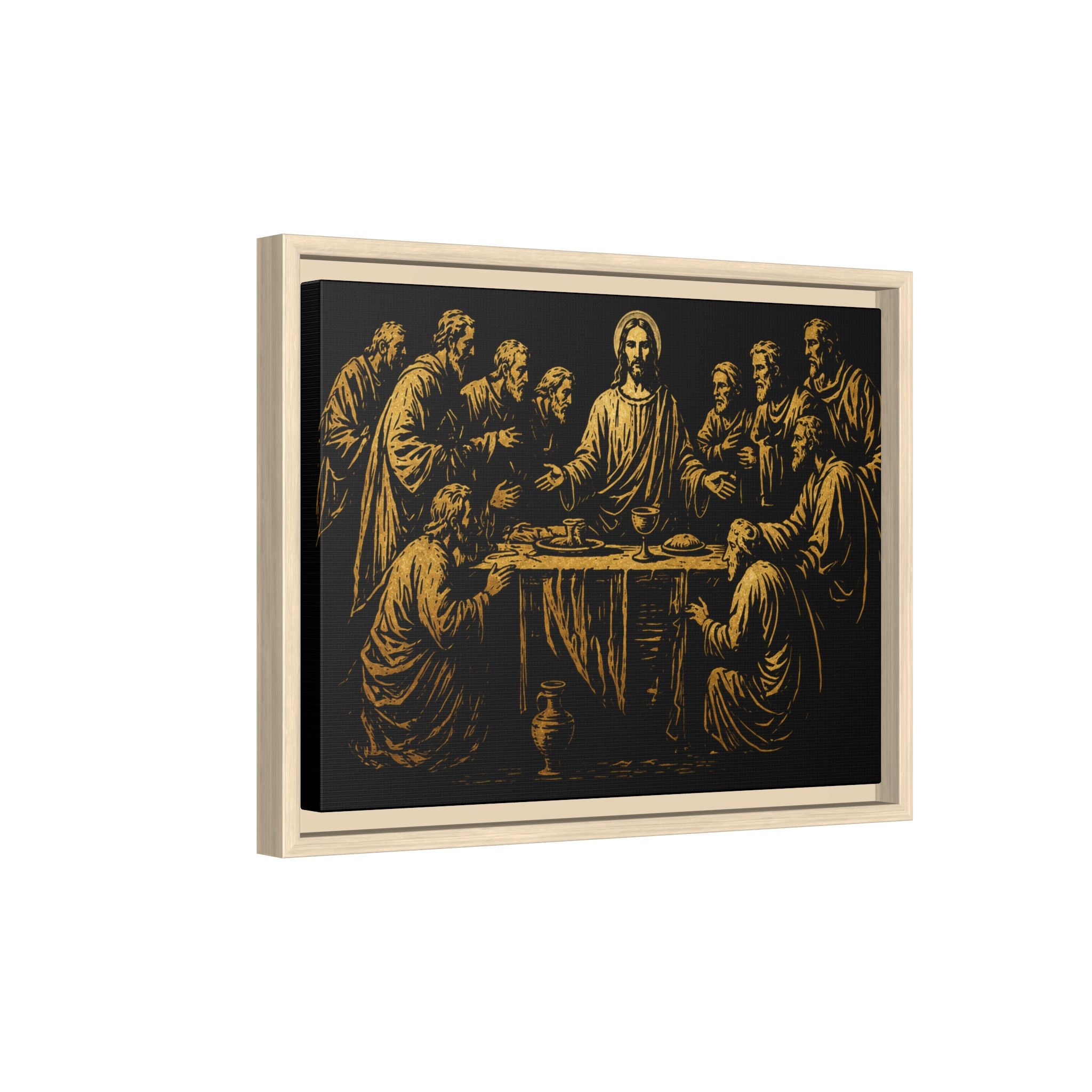 Framed Matte Canvas - The Last Supper Gold Illustration