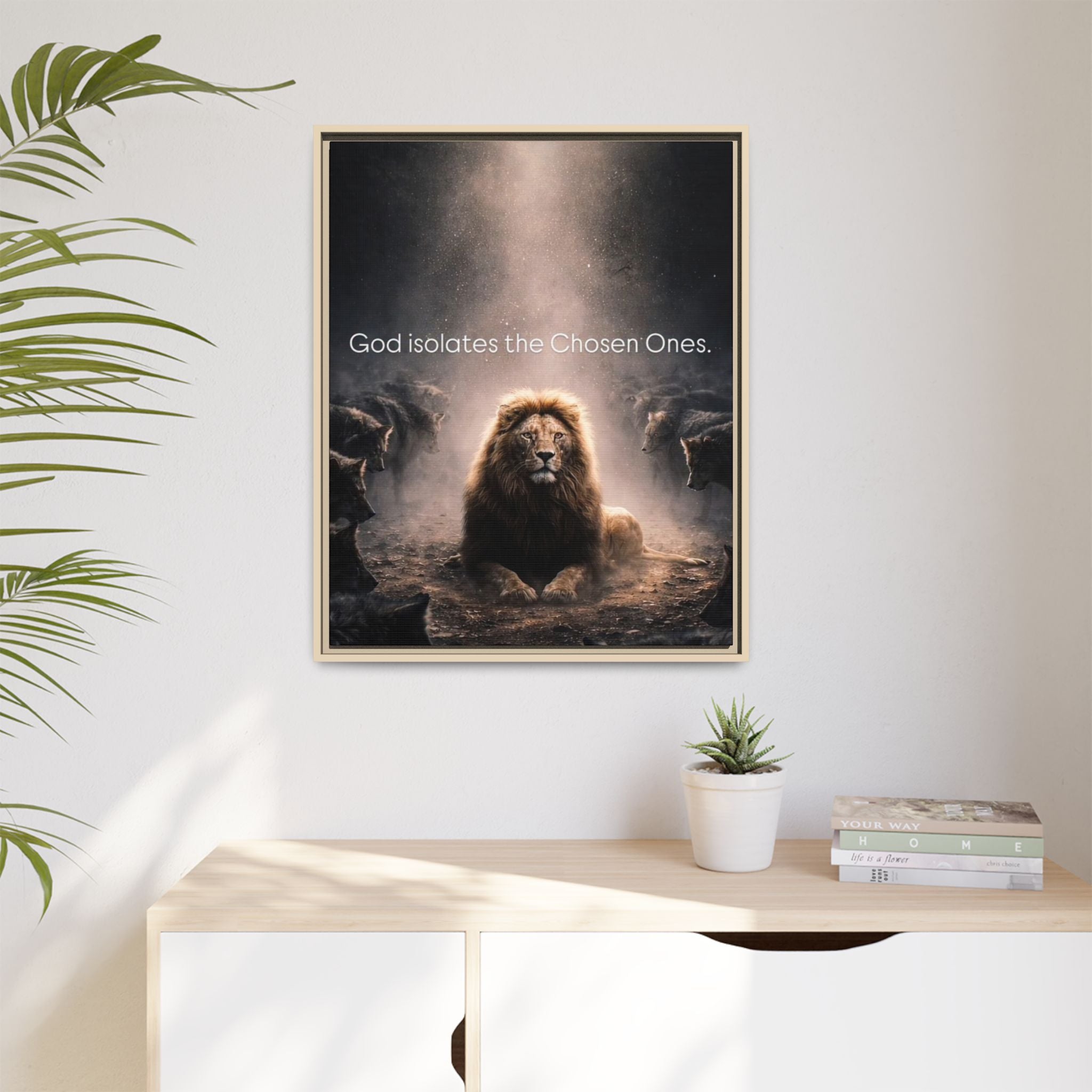 Lion Wall Art - "God Isolate The Chosen Ones" Matte Canvas Framed