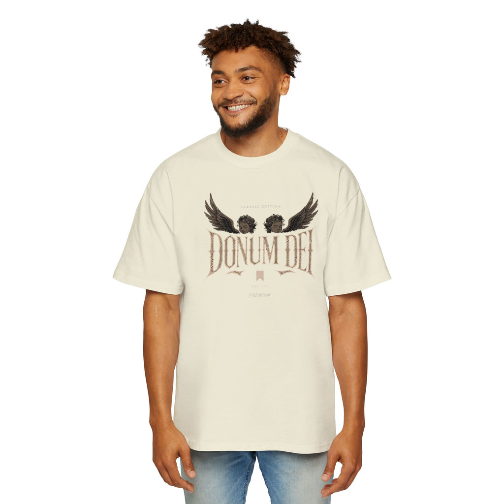 Donum Dei Graphic Tee — Angel Wings Men's Oversized T-Shirt