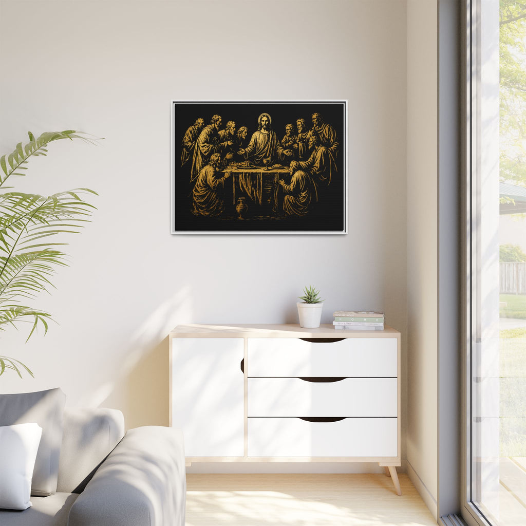 Framed Matte Canvas - The Last Supper Gold Illustration