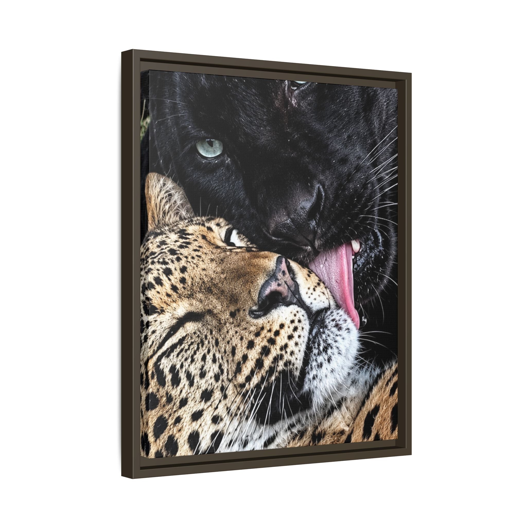 Big Cat Portrait Matte Canvas Framed — 'Perfect' Love-Themed Multi-Color Wall Art