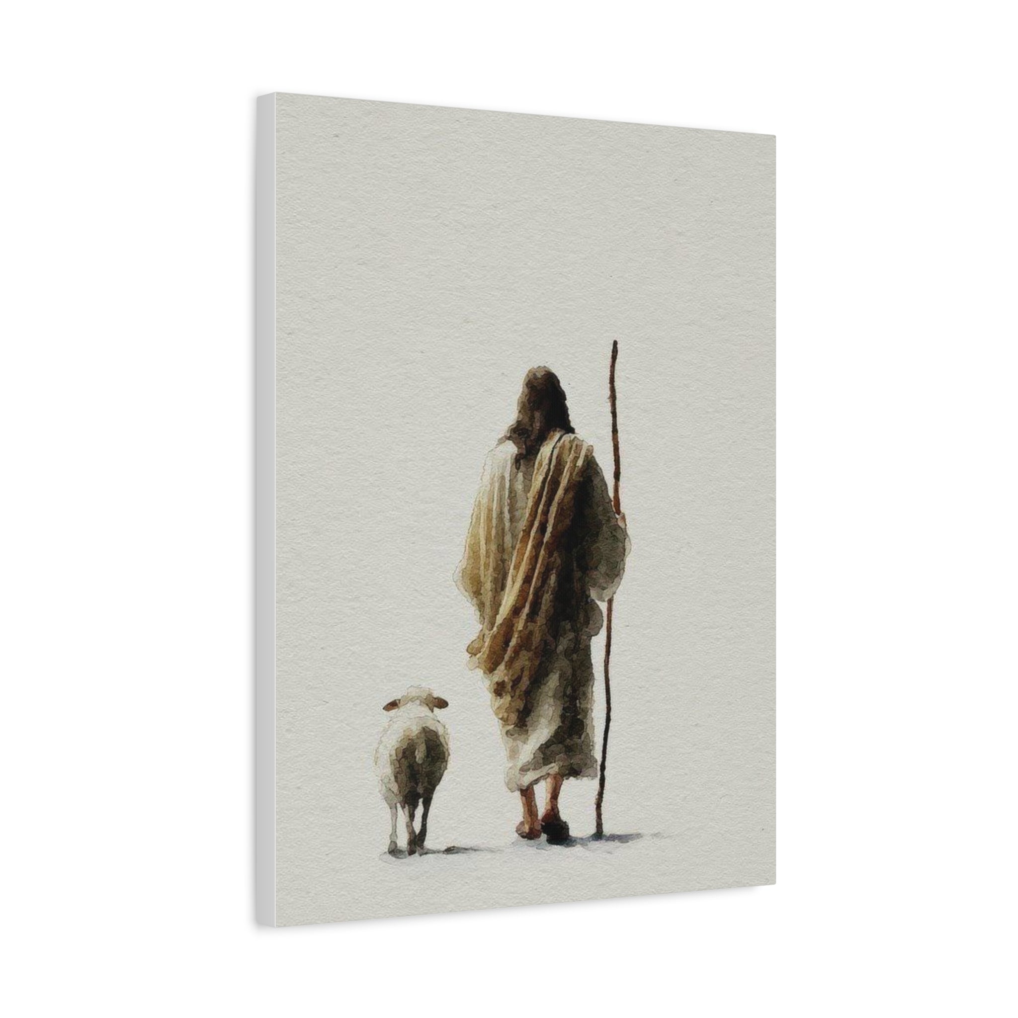 Christian Shepherd Canvas Print – Jesus With Lamb Matte Stretched Wall Art