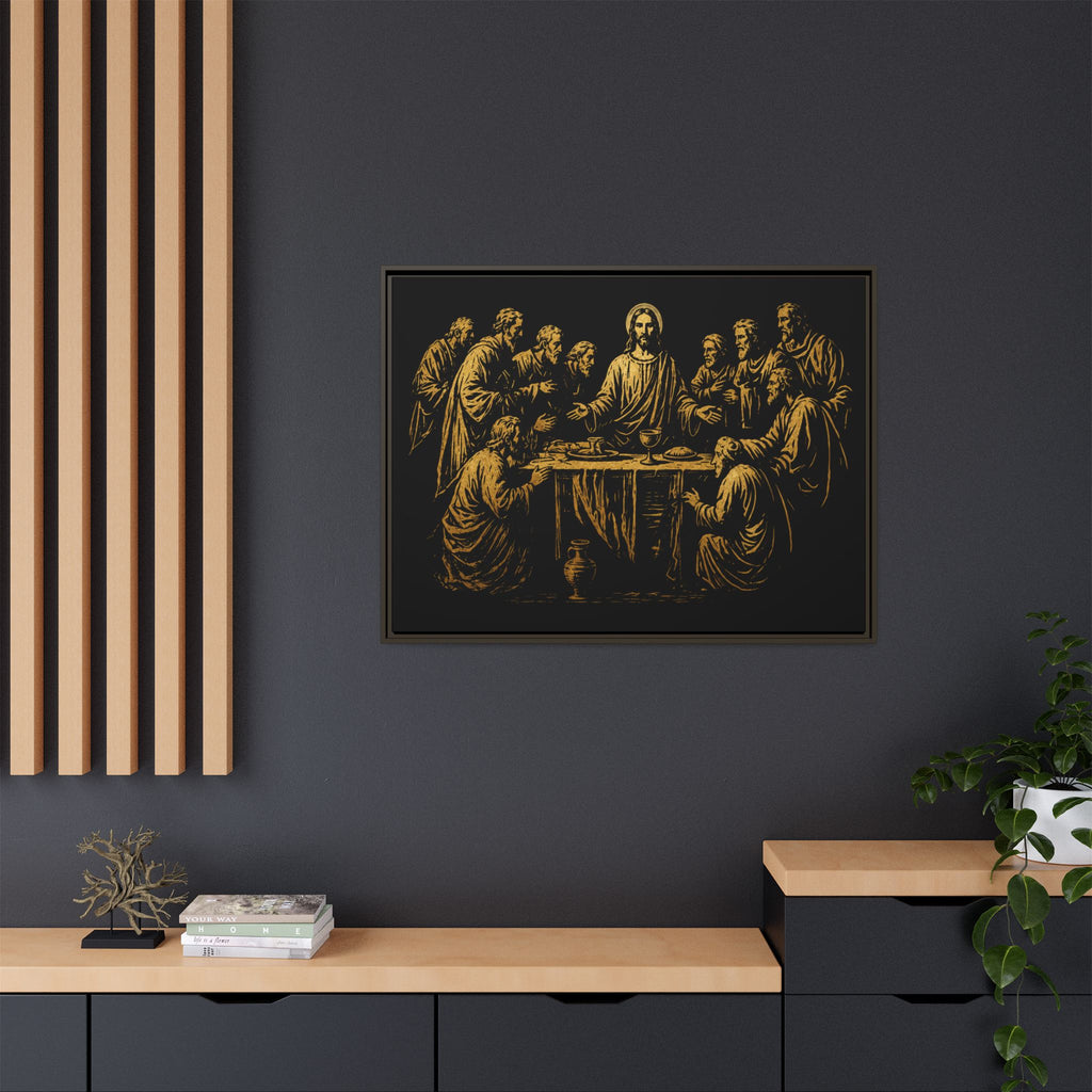 Framed Matte Canvas - The Last Supper Gold Illustration