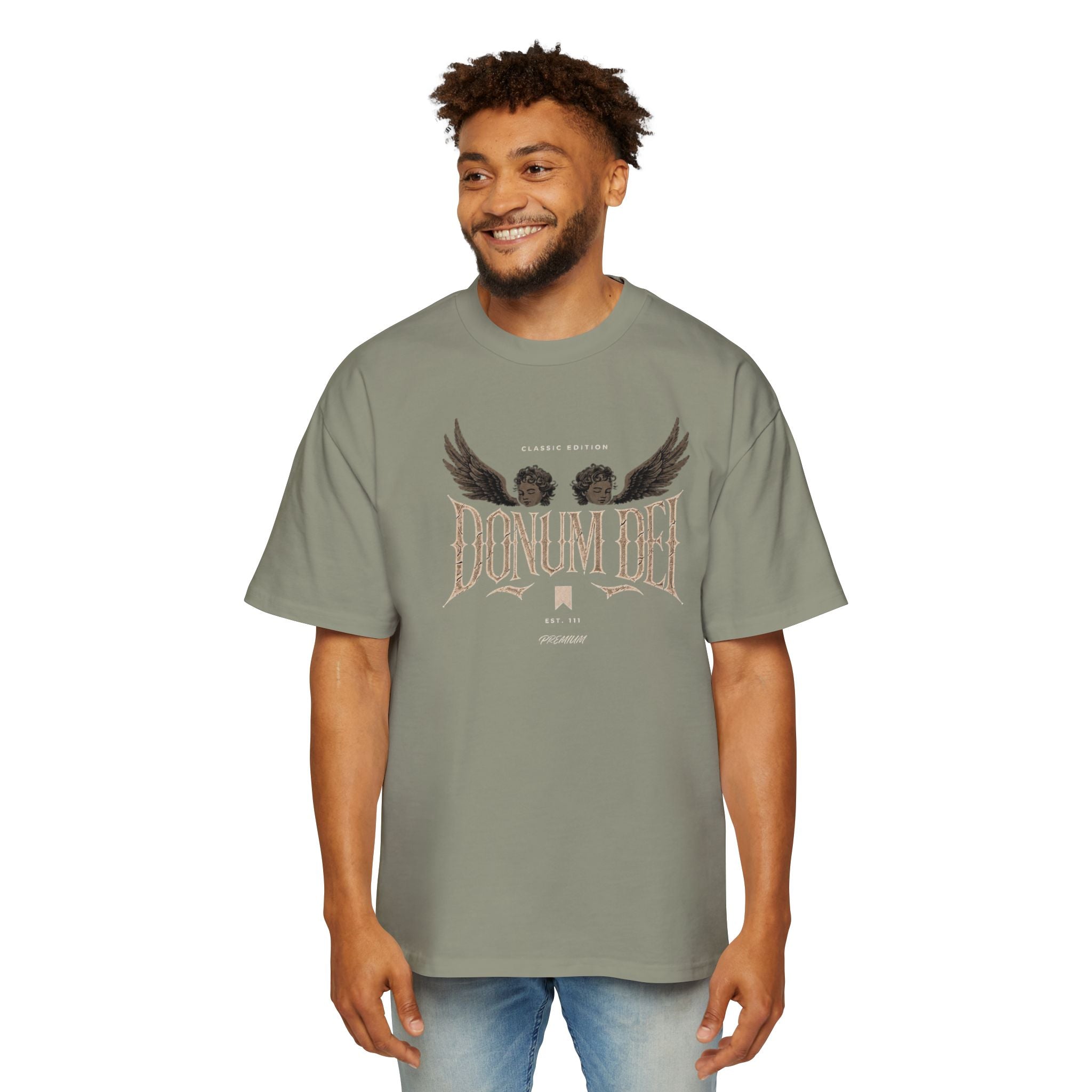 Donum Dei Graphic Tee — Angel Wings Men's Oversized T-Shirt