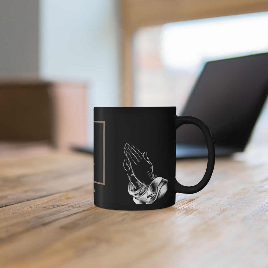 Seek God First Black Mug — Matthew 6:33 Prayer Design (11oz & 15oz)