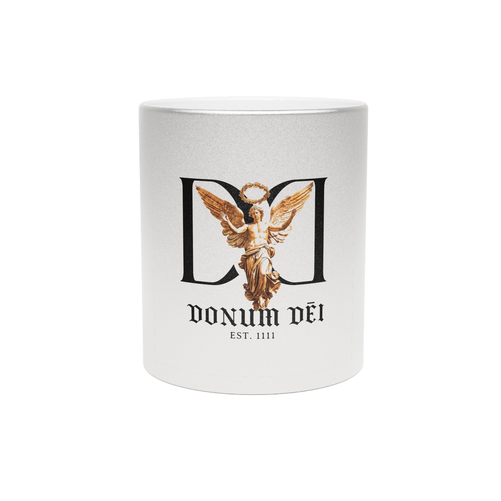 Metallic Ceramic Mug — Donum Dei Angel Design (Silver/Gold)