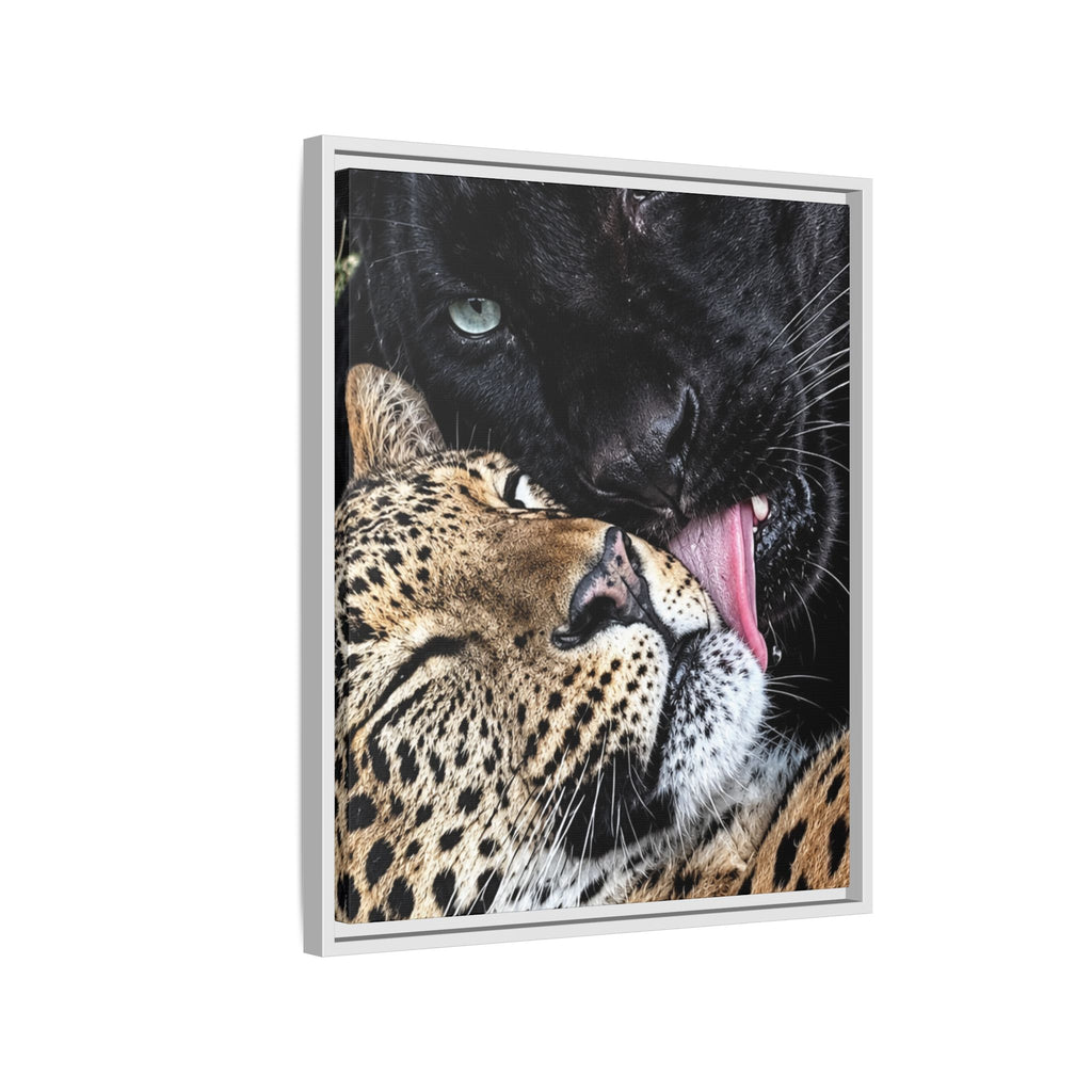 Big Cat Portrait Matte Canvas Framed — 'Perfect' Love-Themed Multi-Color Wall Art