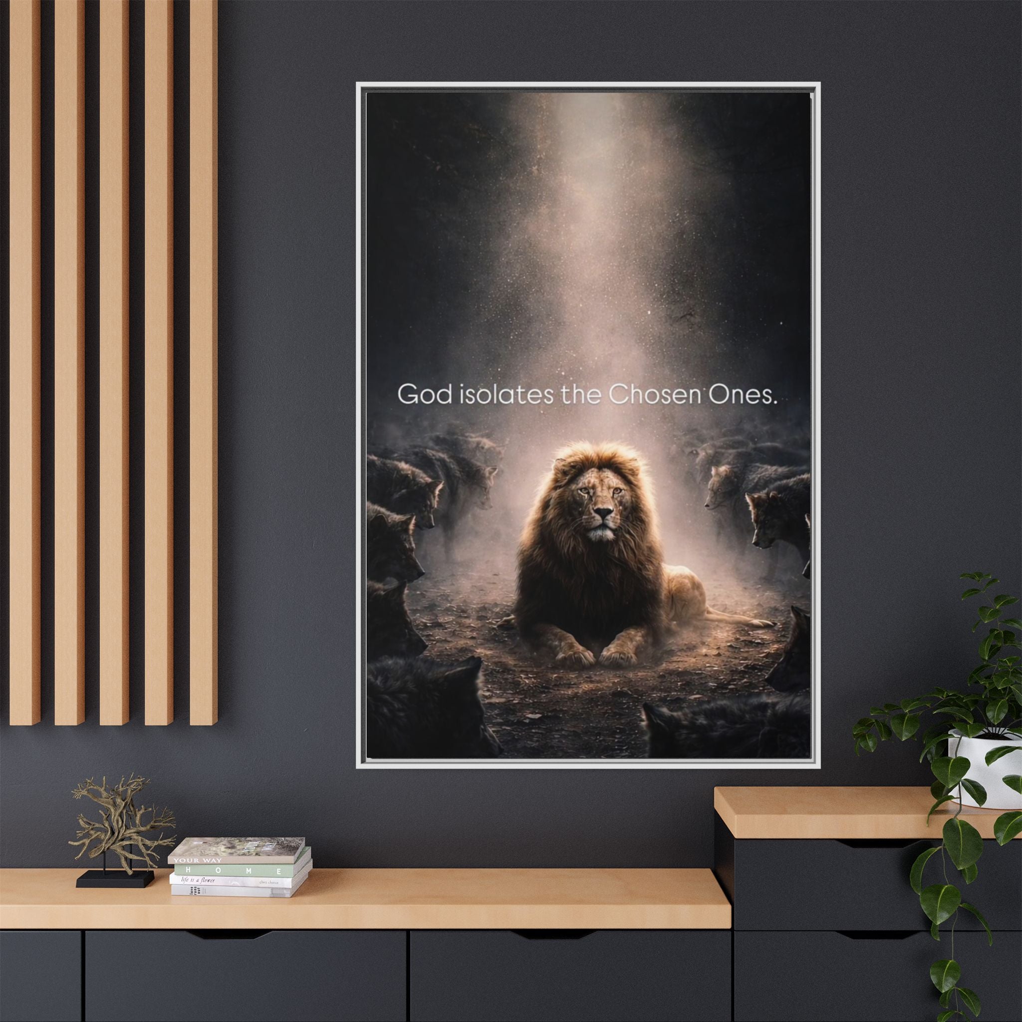 Lion Wall Art - "God Isolate The Chosen Ones" Matte Canvas Framed