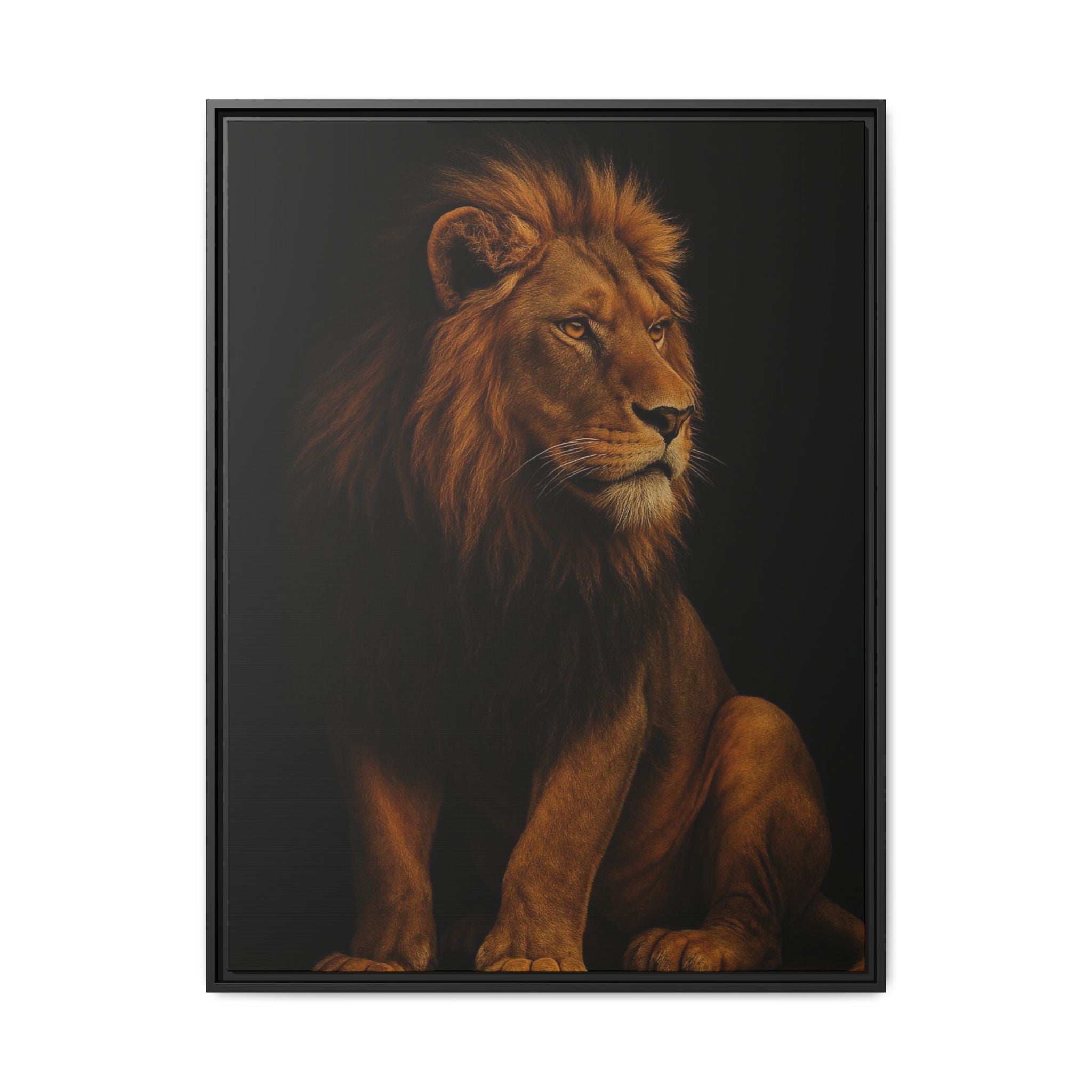 Majestic Lion Framed Canvas Wall Art — Matte Multi-Color
