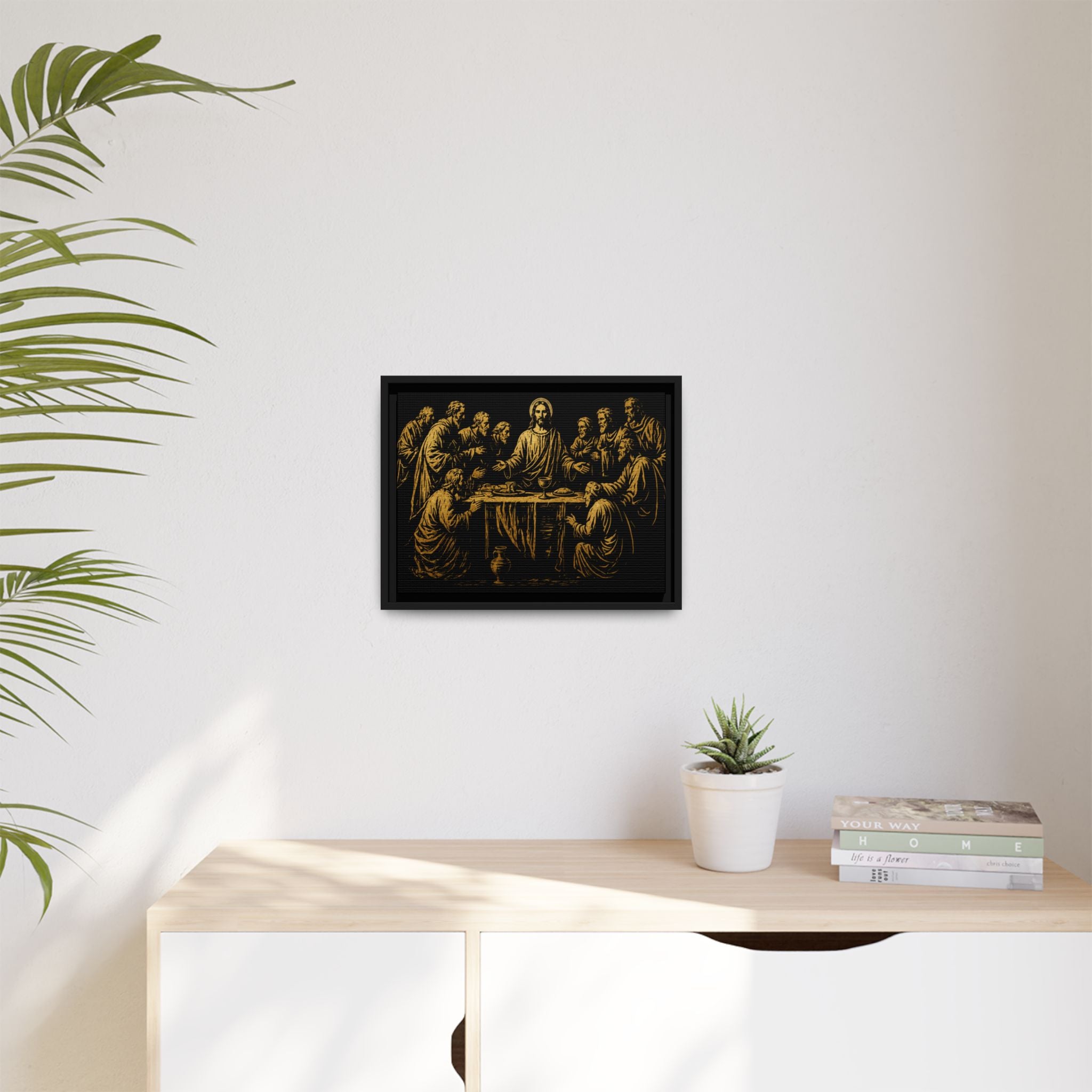 Framed Matte Canvas - The Last Supper Gold Illustration