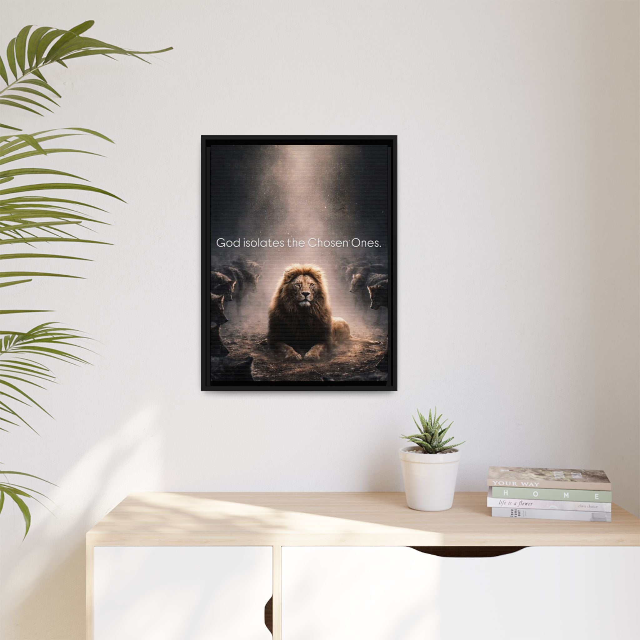 Lion Wall Art - "God Isolate The Chosen Ones" Matte Canvas Framed