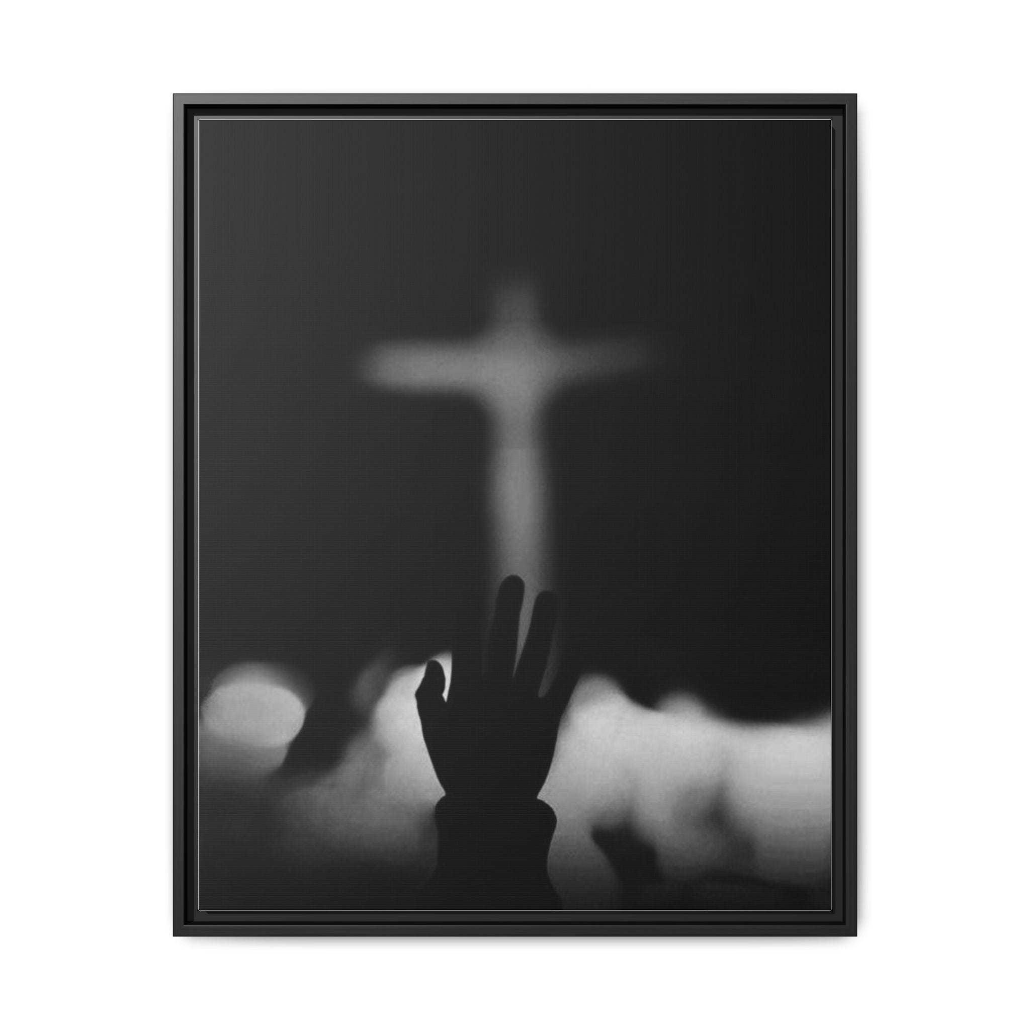 Framed Matte Canvas - Worship Silhouette Cross Wall Art
