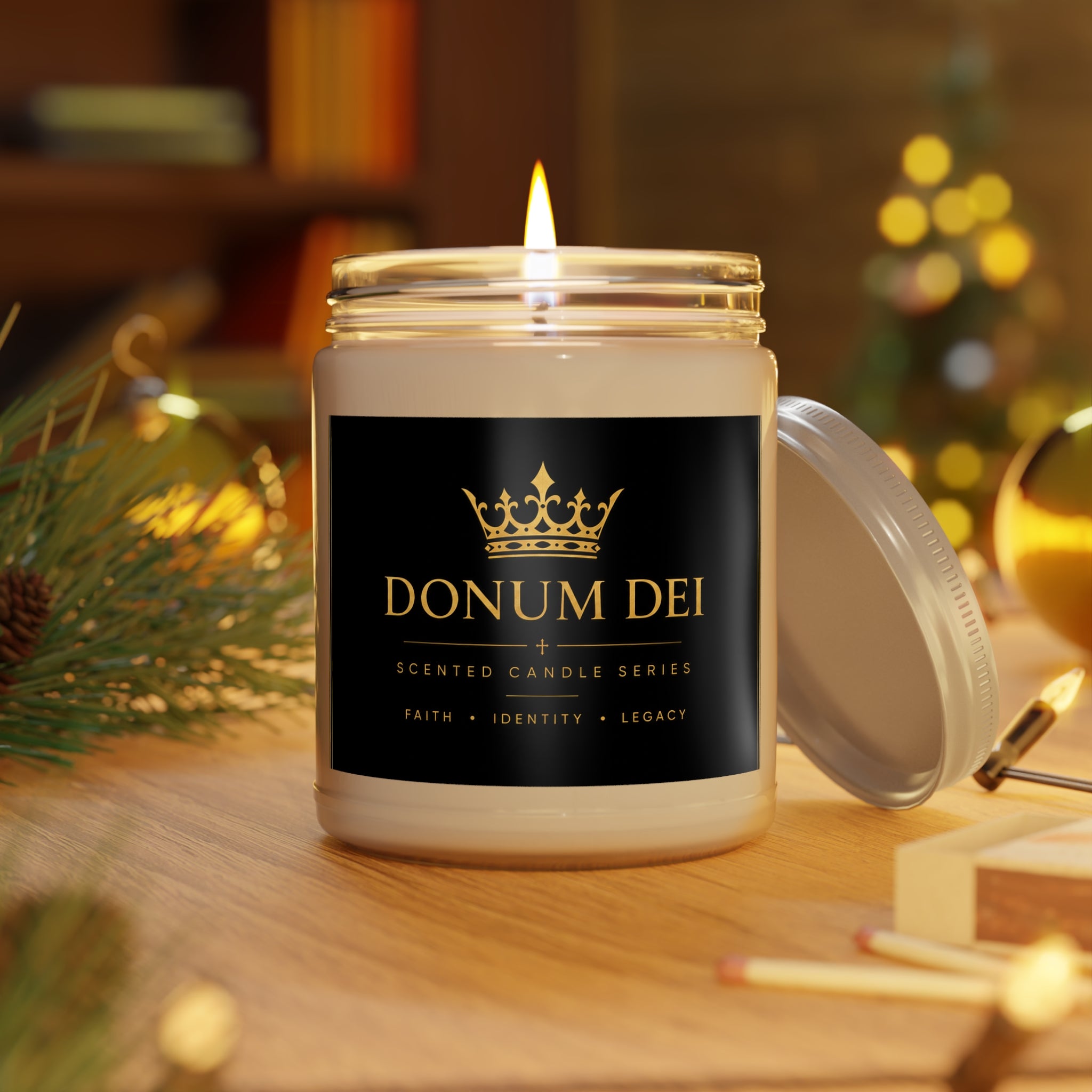 Donum Dei 9oz Scented Soy Candle — Luxurious Crown Label