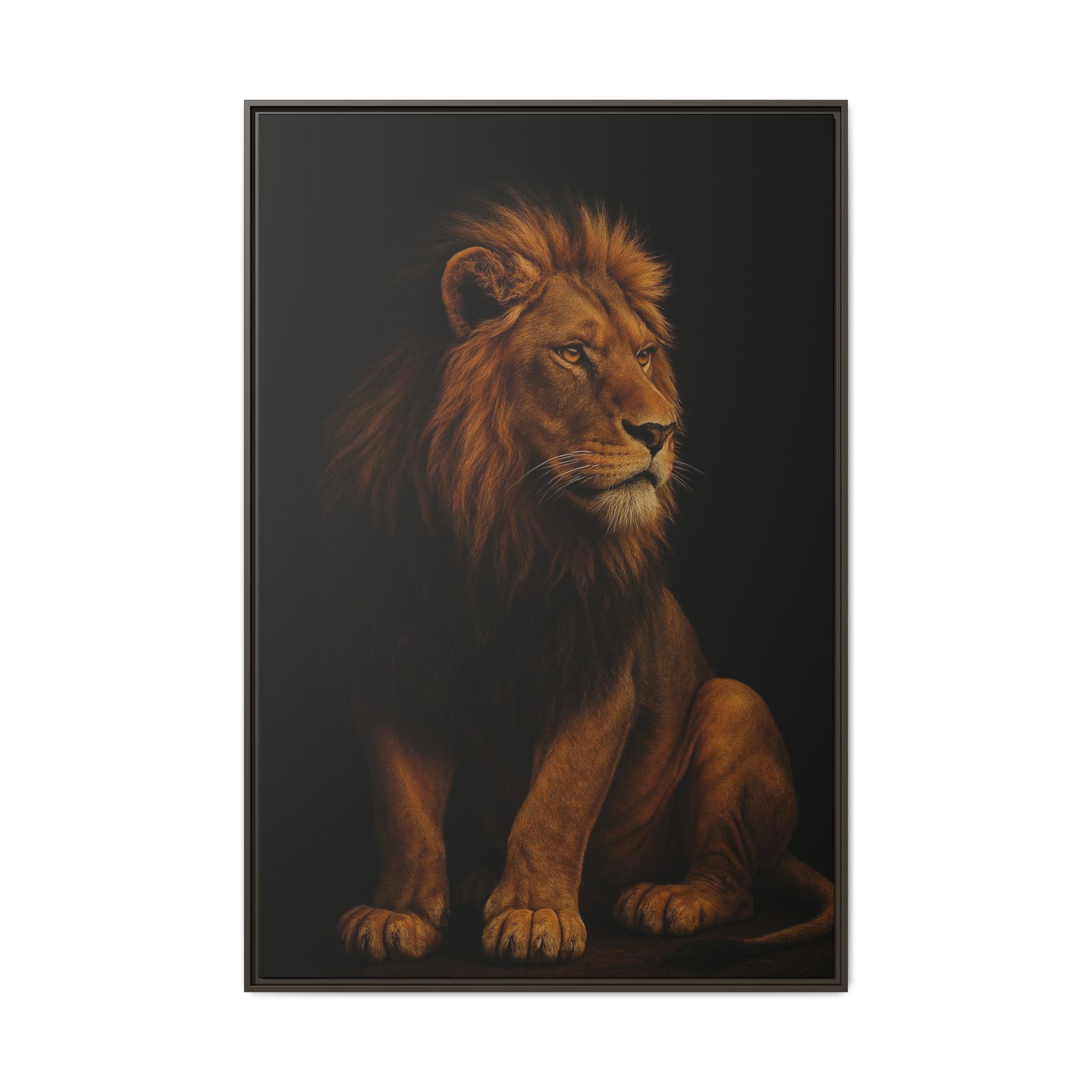 Majestic Lion Framed Canvas Wall Art — Matte Multi-Color