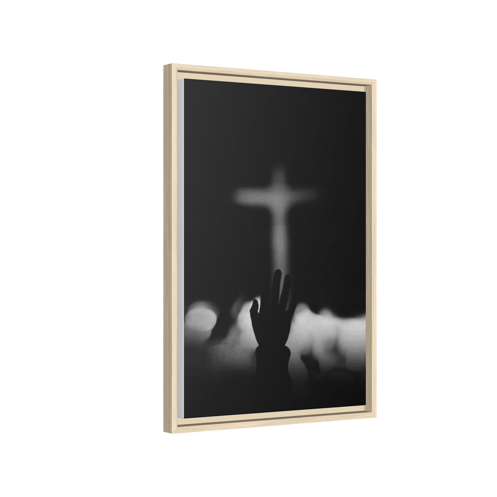 Framed Matte Canvas - Worship Silhouette Cross Wall Art