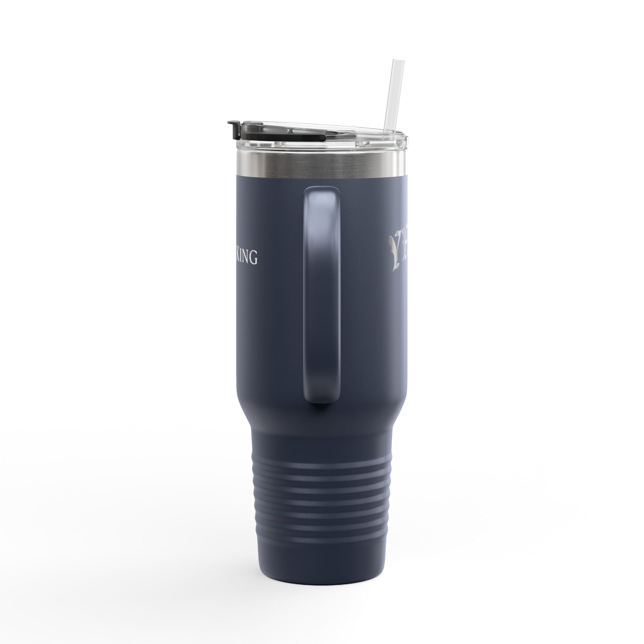 40oz Insulated Travel Mug — White Stainless Tumbler with Lid & Straw