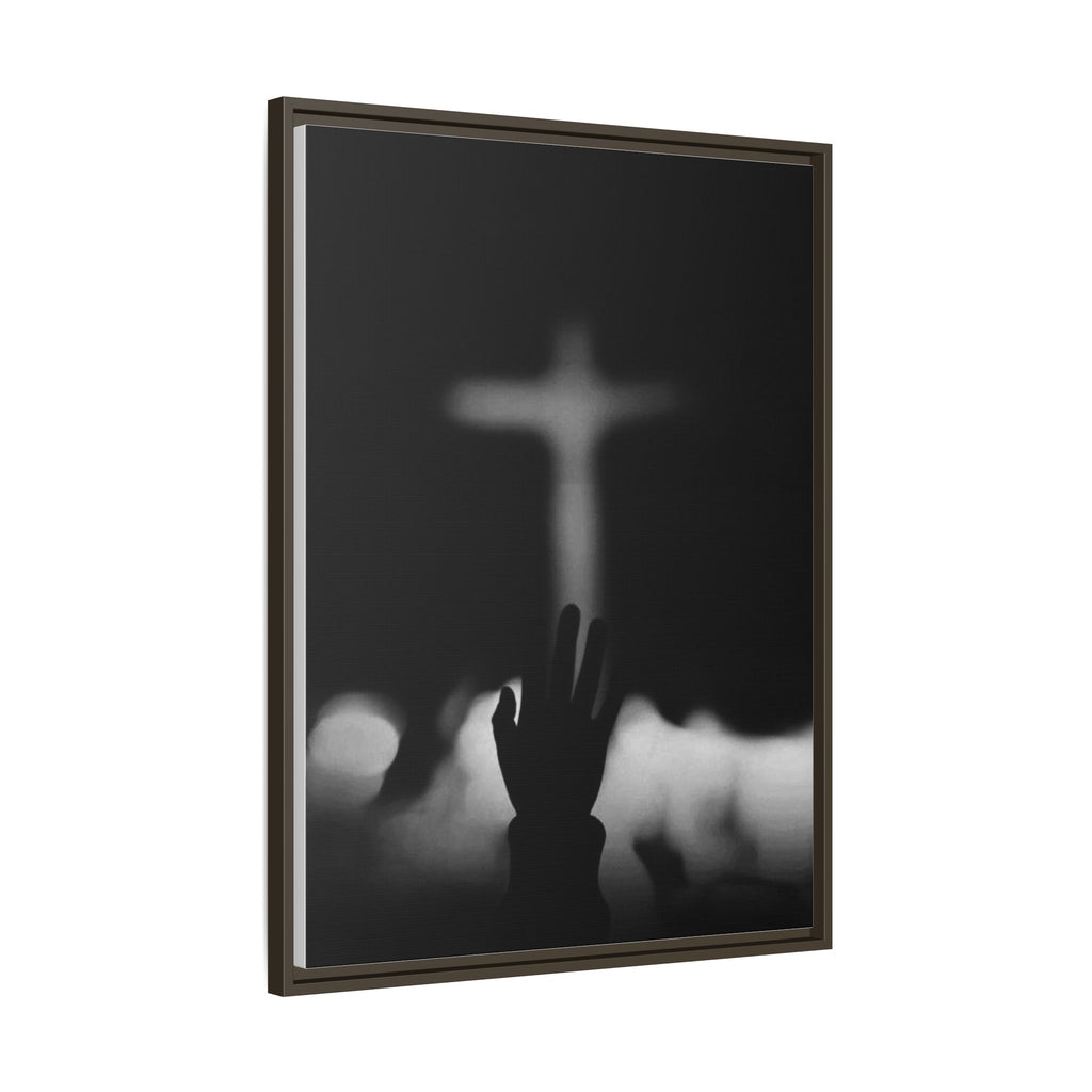 Framed Matte Canvas - Worship Silhouette Cross Wall Art