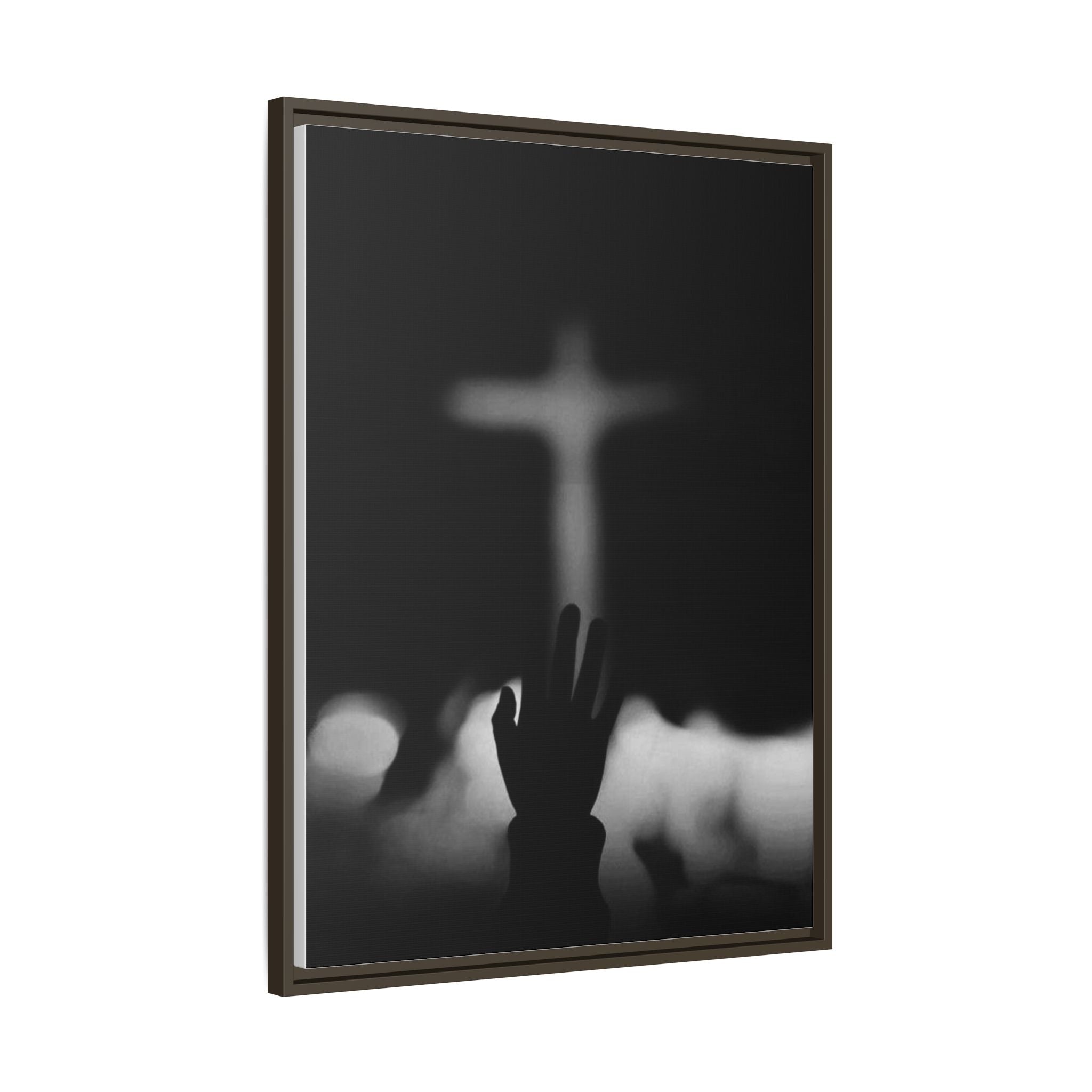 Framed Matte Canvas - Worship Silhouette Cross Wall Art