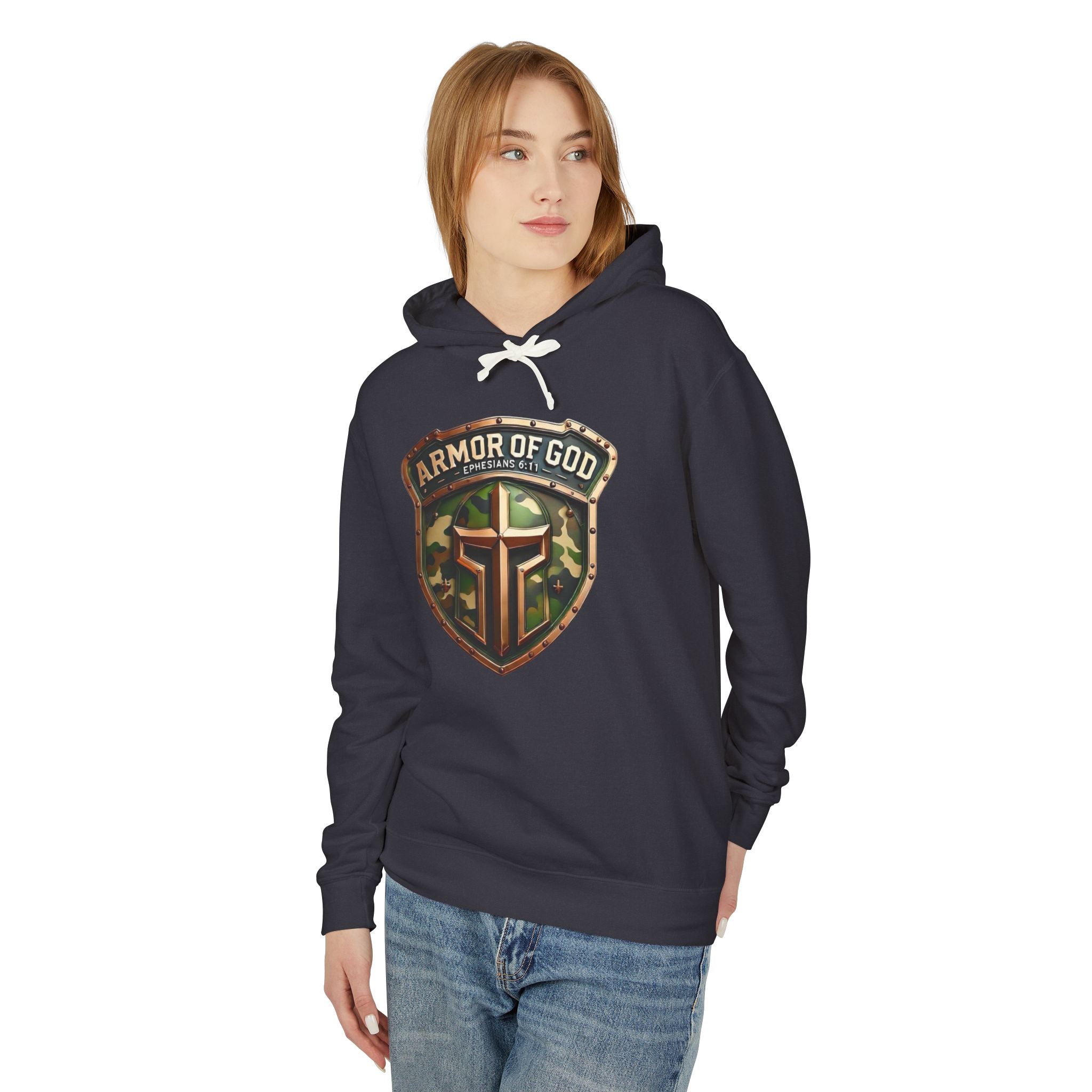 Armor of God Hoodie — Camo Shield Christian Faith Hooded Sweatshirt