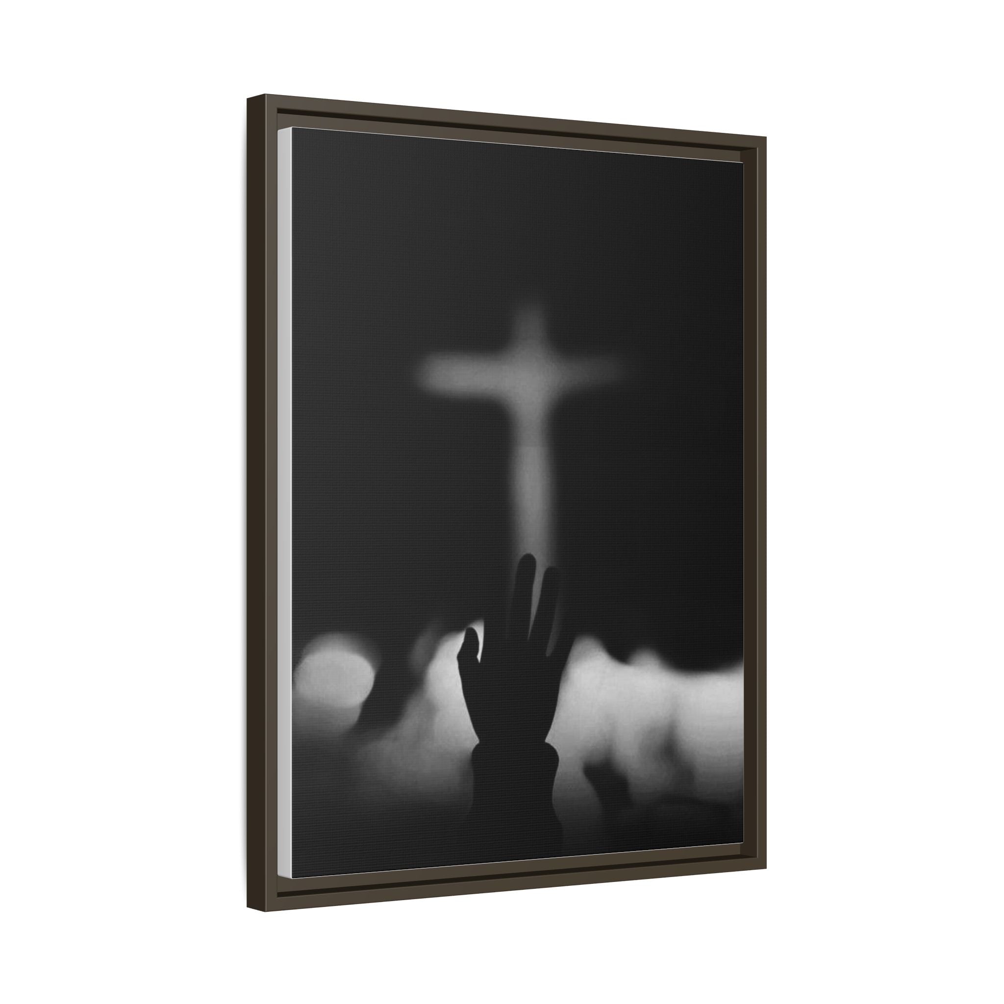 Framed Matte Canvas - Worship Silhouette Cross Wall Art