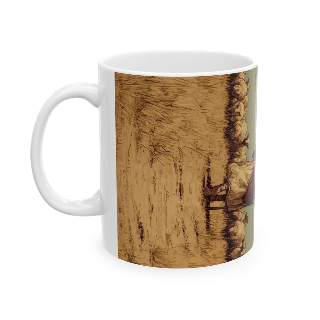 Rustic Shepherd Ceramic Mug – Vintage Pastor Walking Scene Coffee Cup (11oz, 15oz)