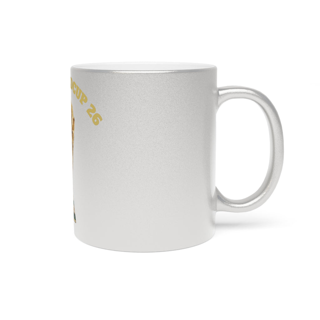 World Cup 26' Trophy Metallic Mug — Silver/Gold Soccer Fan Coffee Cup