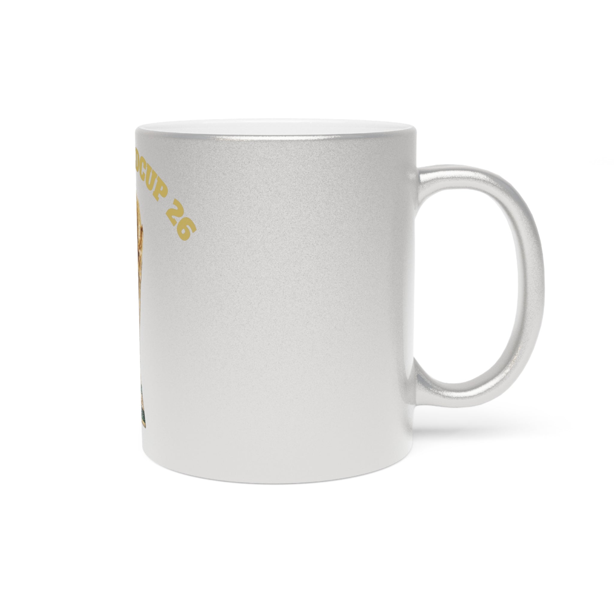 World Cup 26' Trophy Metallic Mug — Silver/Gold Soccer Fan Coffee Cup