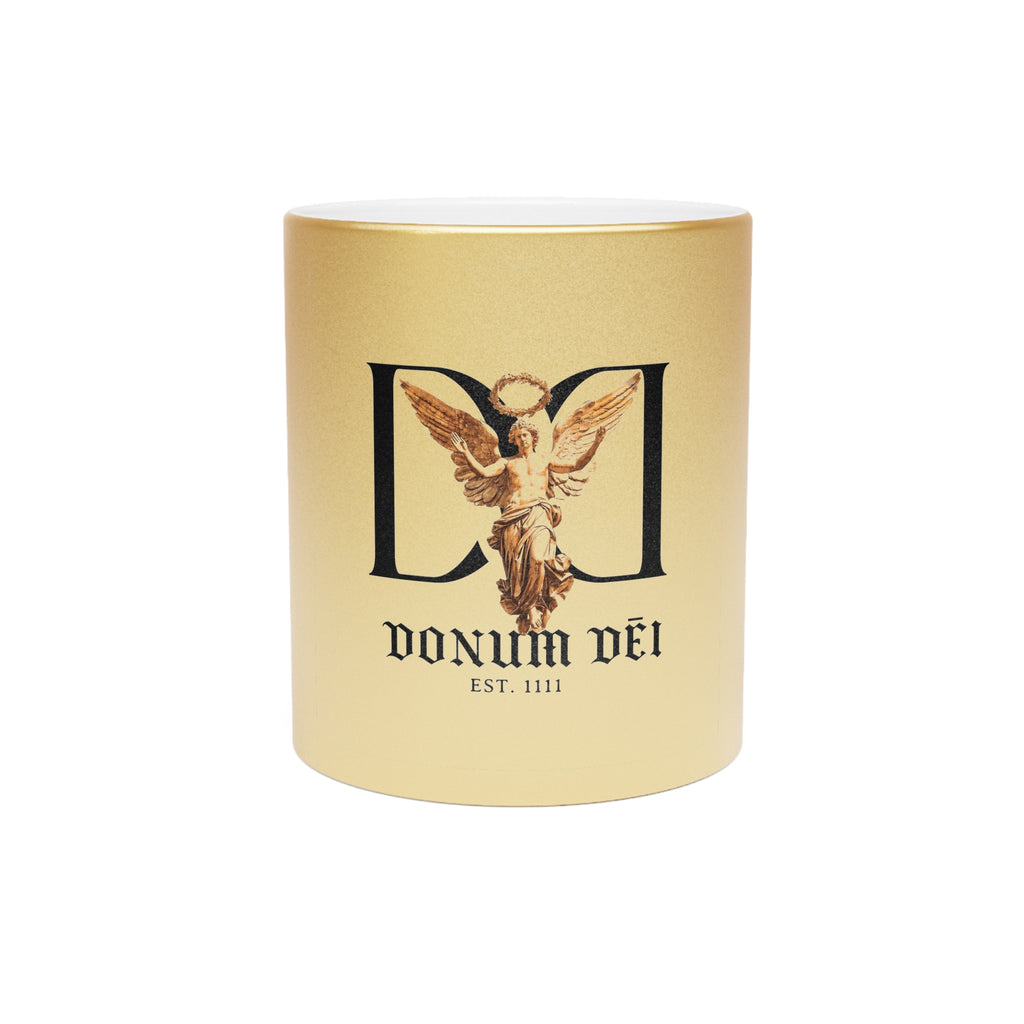 Metallic Ceramic Mug — Donum Dei Angel Design (Silver/Gold)