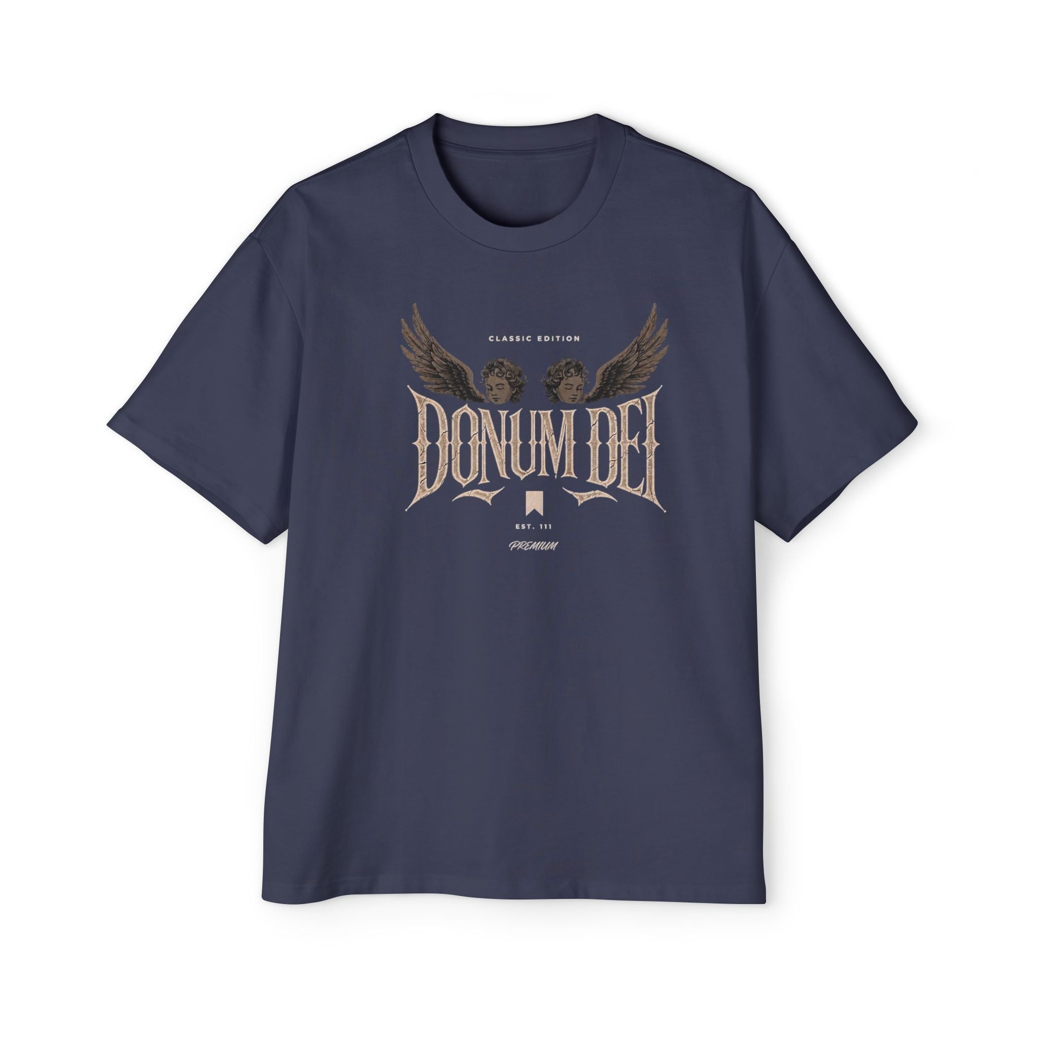 Donum Dei Graphic Tee — Angel Wings Men's Oversized T-Shirt