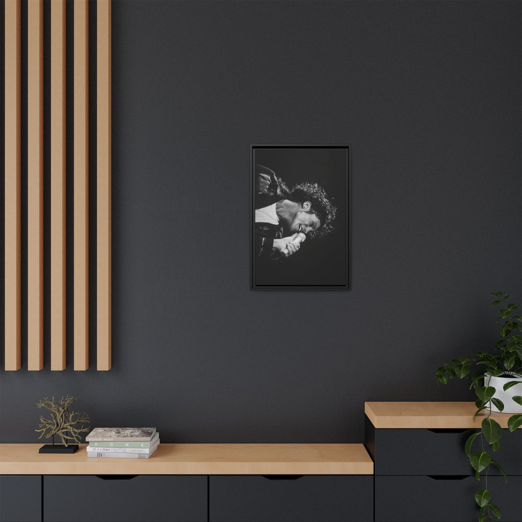Black & White Rock Singer Matte Canvas Print (Framed)