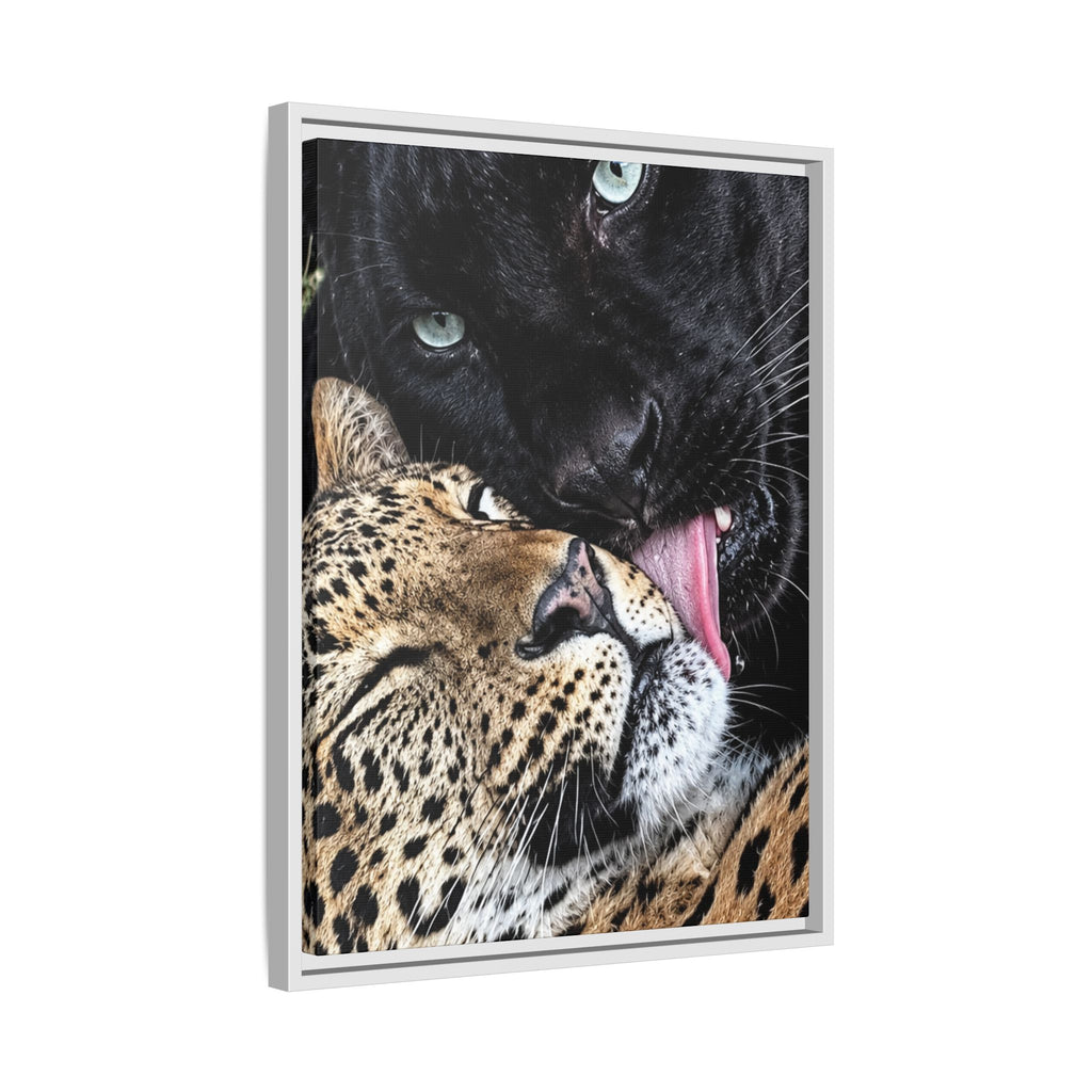 Big Cat Portrait Matte Canvas Framed — 'Perfect' Love-Themed Multi-Color Wall Art