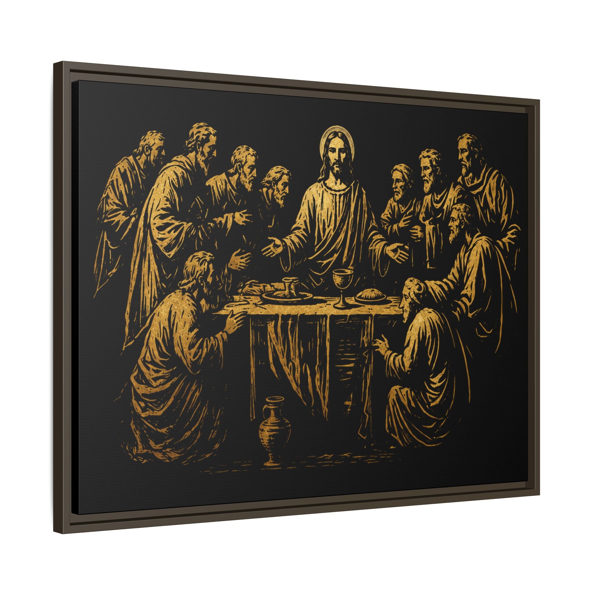 Framed Matte Canvas - The Last Supper Gold Illustration