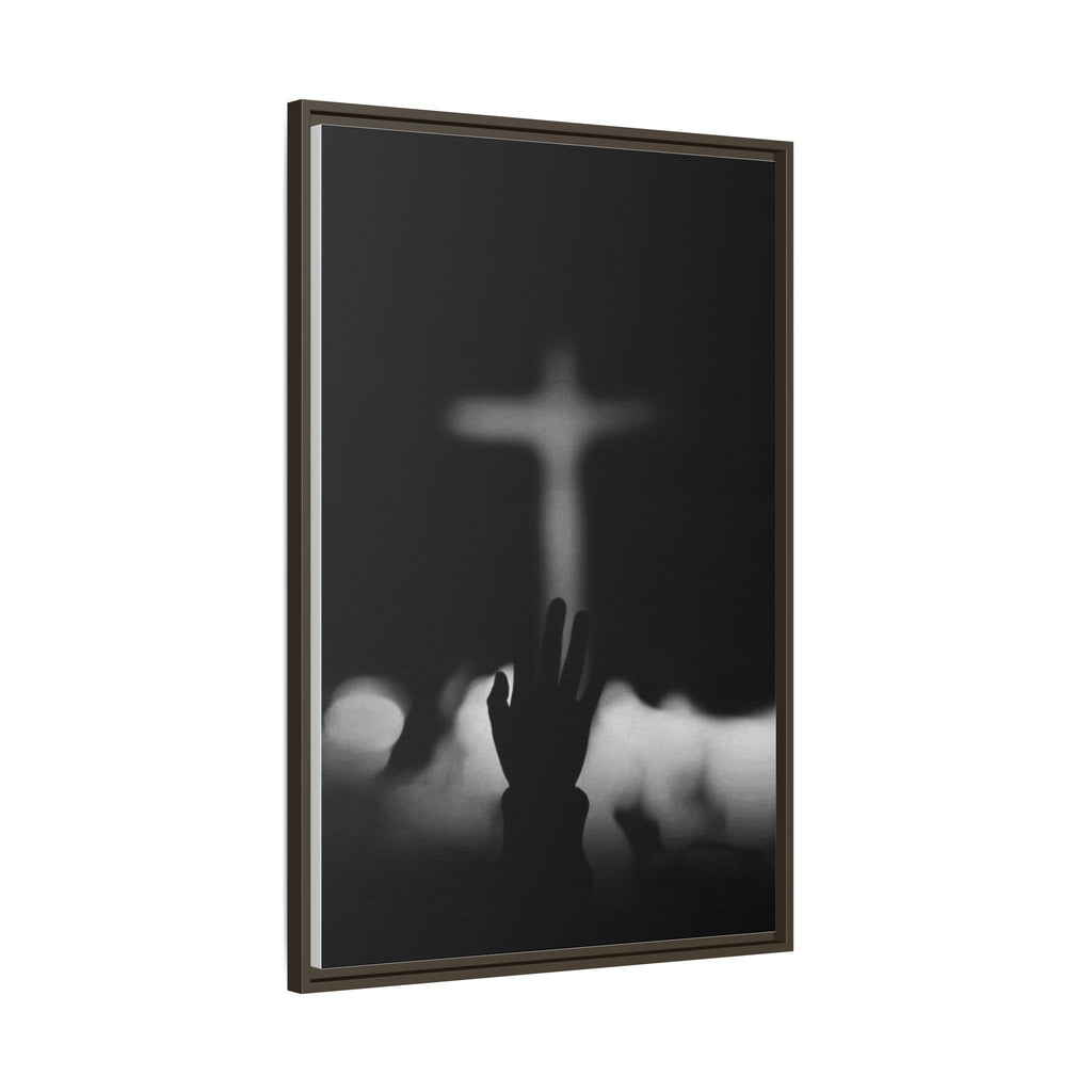 Framed Matte Canvas - Worship Silhouette Cross Wall Art