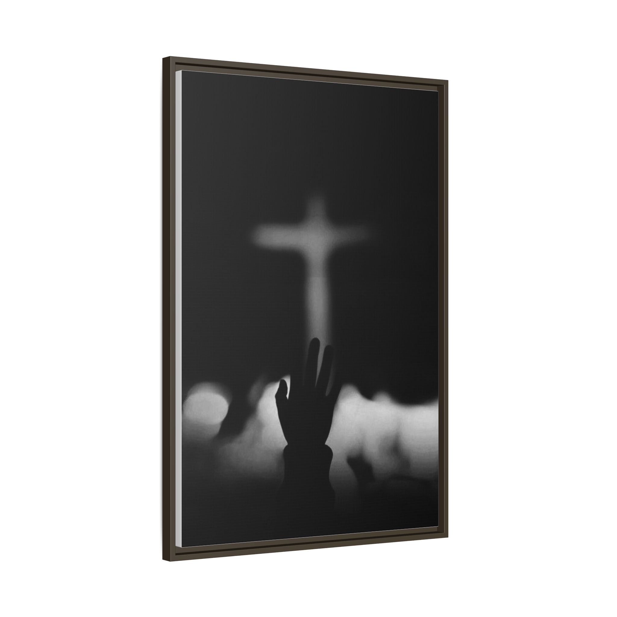 Framed Matte Canvas - Worship Silhouette Cross Wall Art