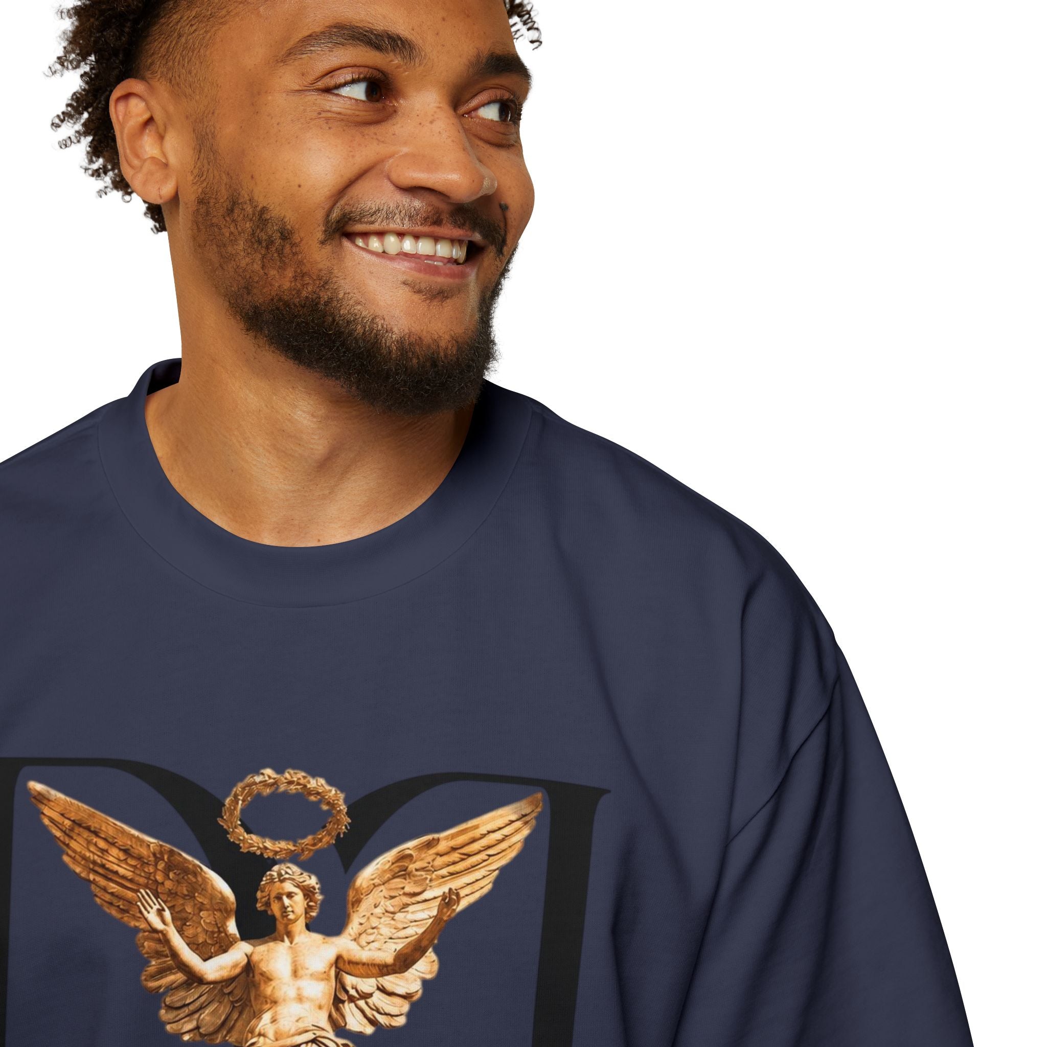 Donum Dei Angel Graphic Tee — Vintage Roman Lettering Men’s Oversized T‑Shirt