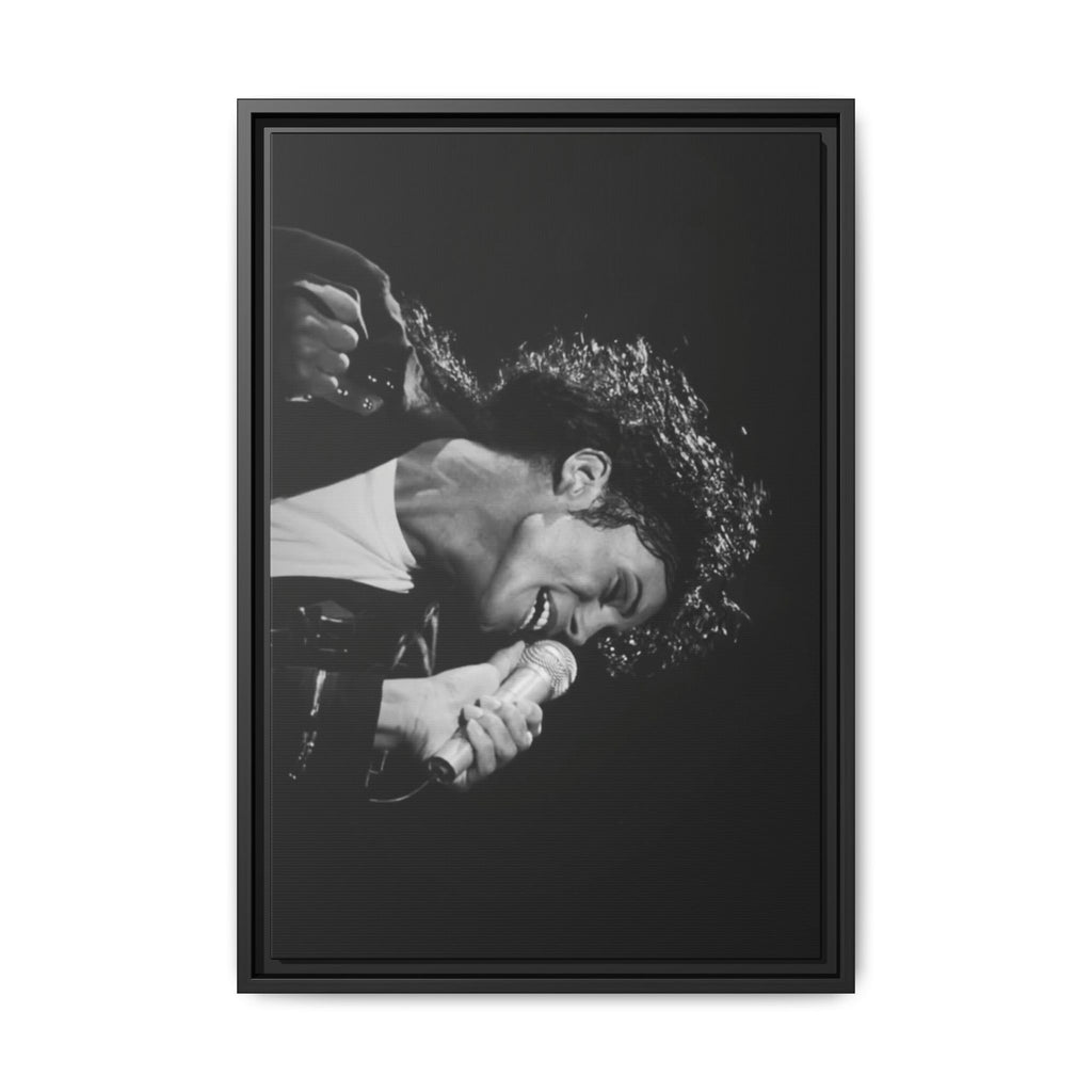 Black & White Rock Singer Matte Canvas Print (Framed)