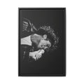 Black & White Rock Singer Matte Canvas Print (Framed)