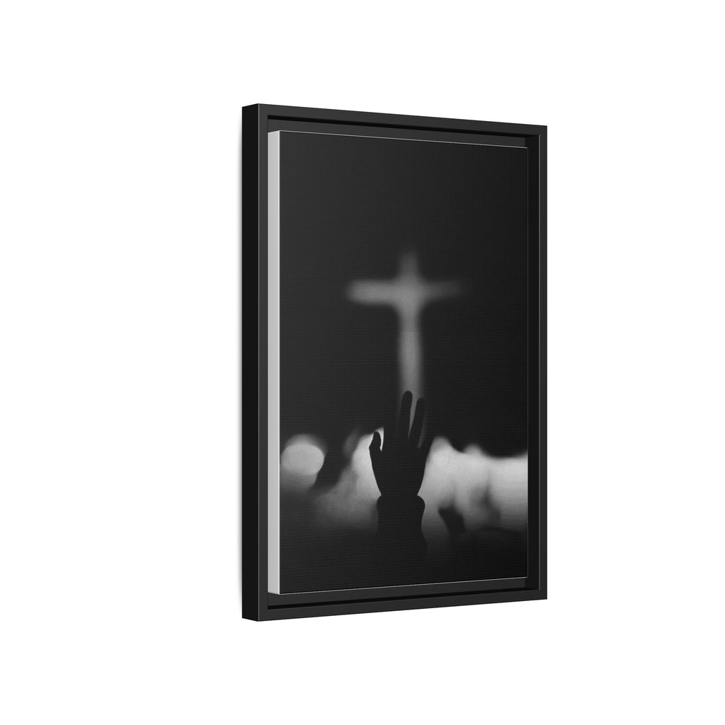 Framed Matte Canvas - Worship Silhouette Cross Wall Art