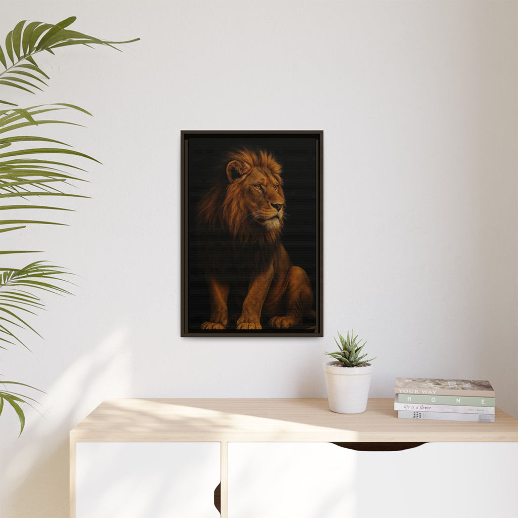 Majestic Lion Framed Canvas Wall Art — Matte Multi-Color