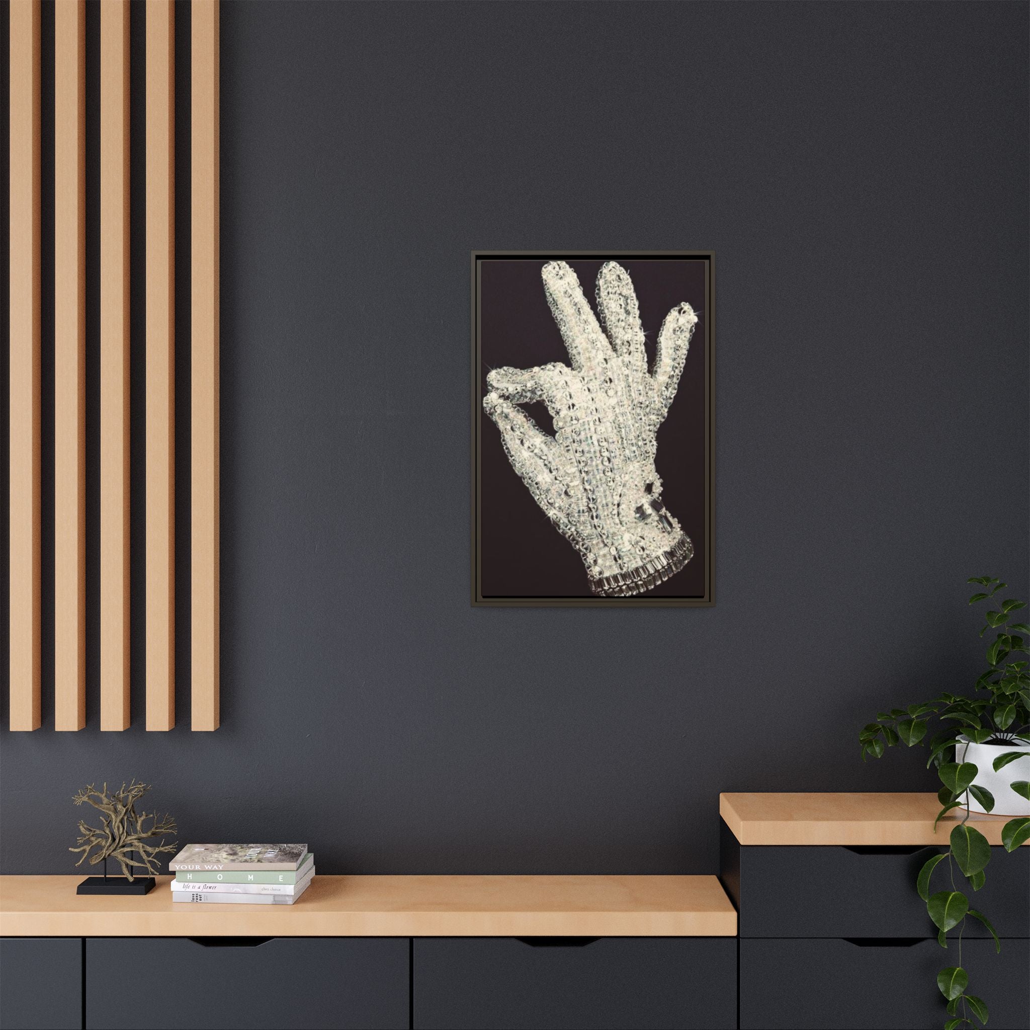 Framed Art - Crystal Glove on Black Matte Canvas