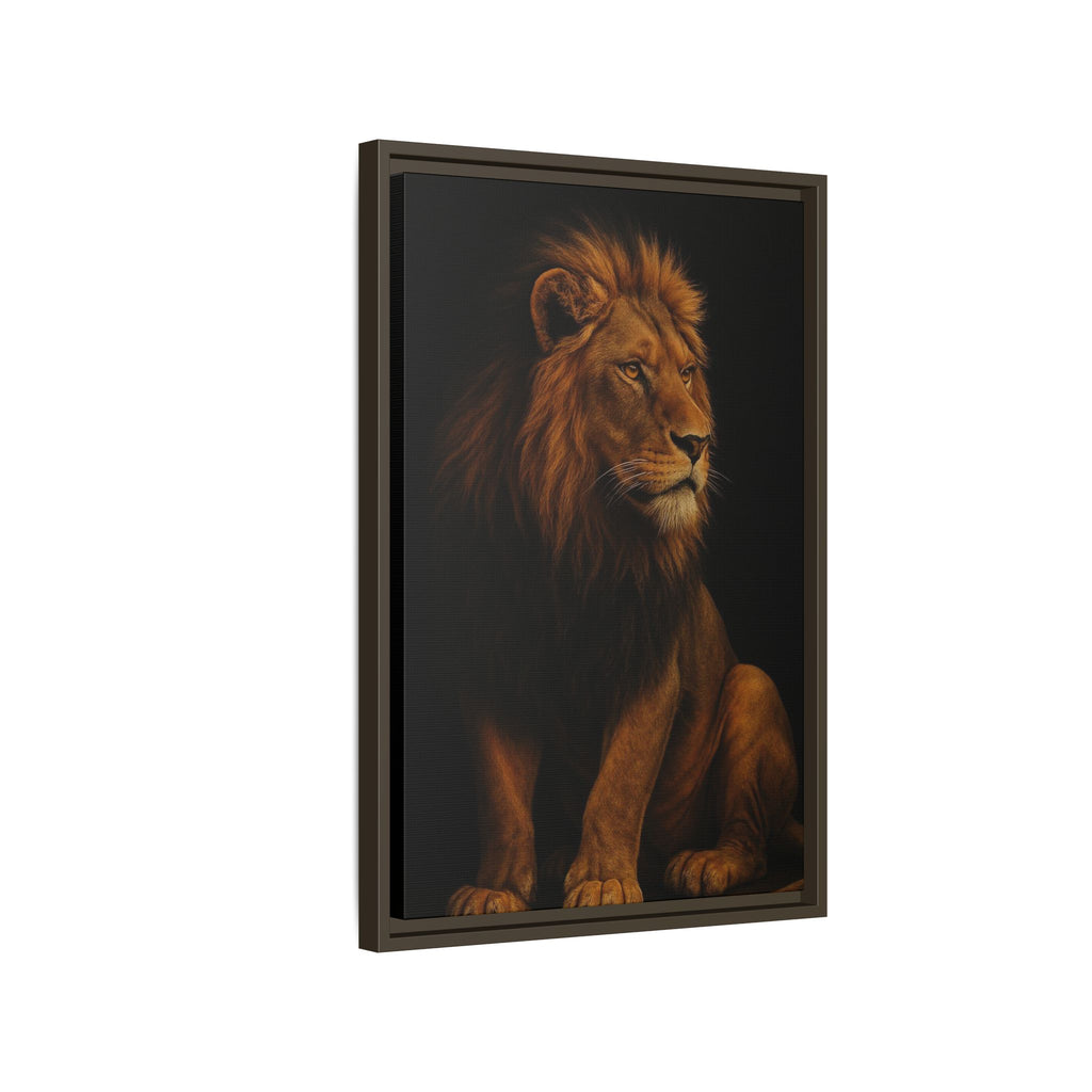 Majestic Lion Framed Canvas Wall Art — Matte Multi-Color