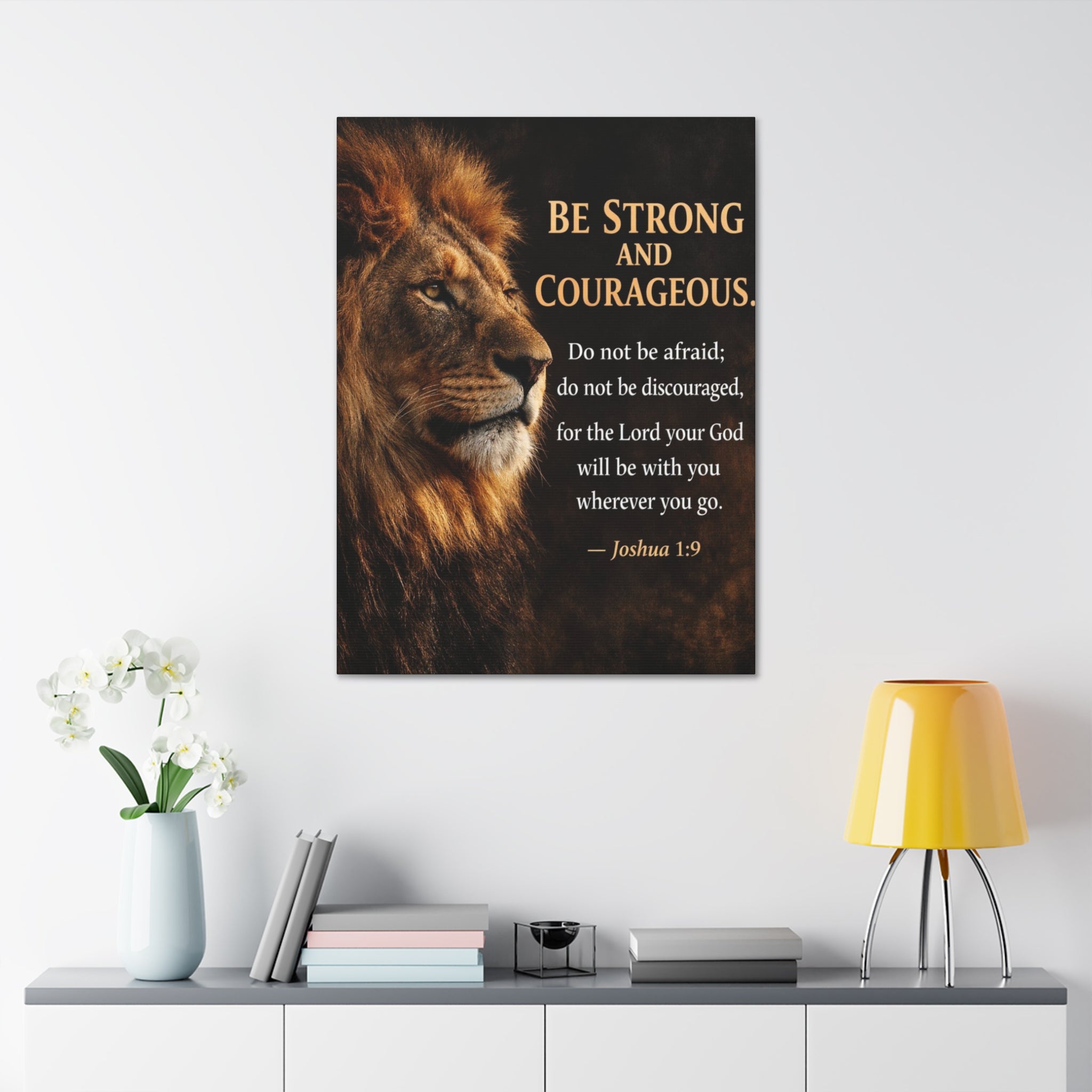 Bold As a Lion Joshua 1:9 Canvas Wall Art — FAITH Inspirational Verse