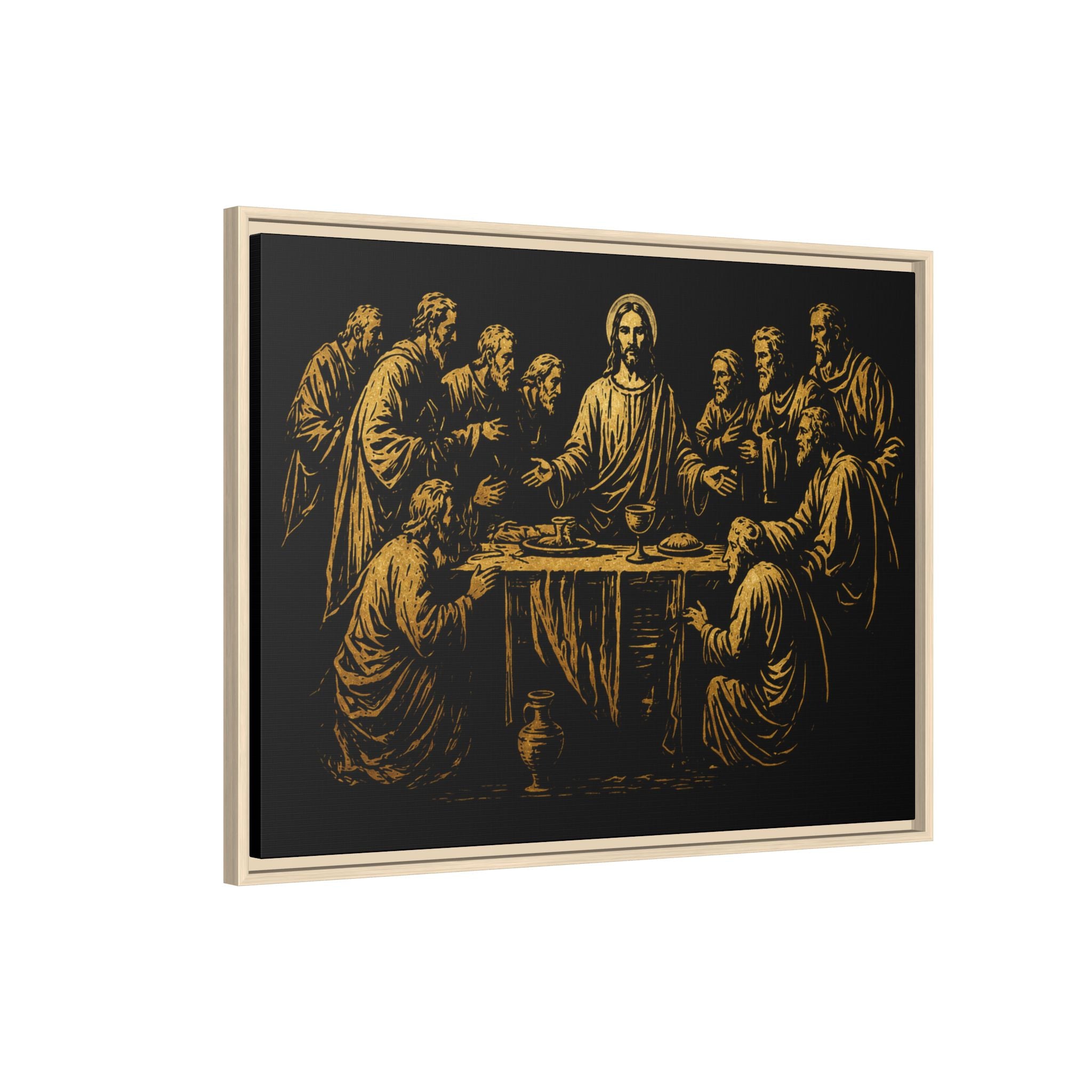 Framed Matte Canvas - The Last Supper Gold Illustration